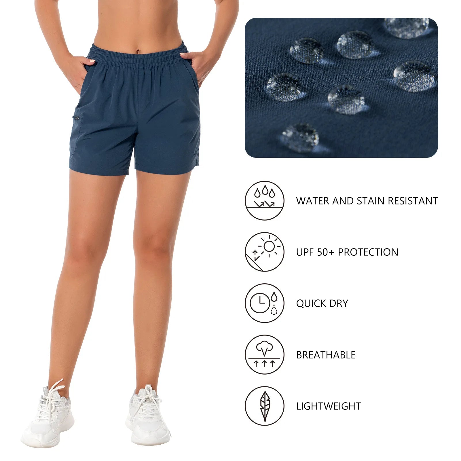 Pantalones cortos cargo Bassdash de 12,7 cm para mujer, para pesca, senderismo, secado rápido, con bolsillos con cremallera, resistentes al agua UPF 50+, para verano, informales