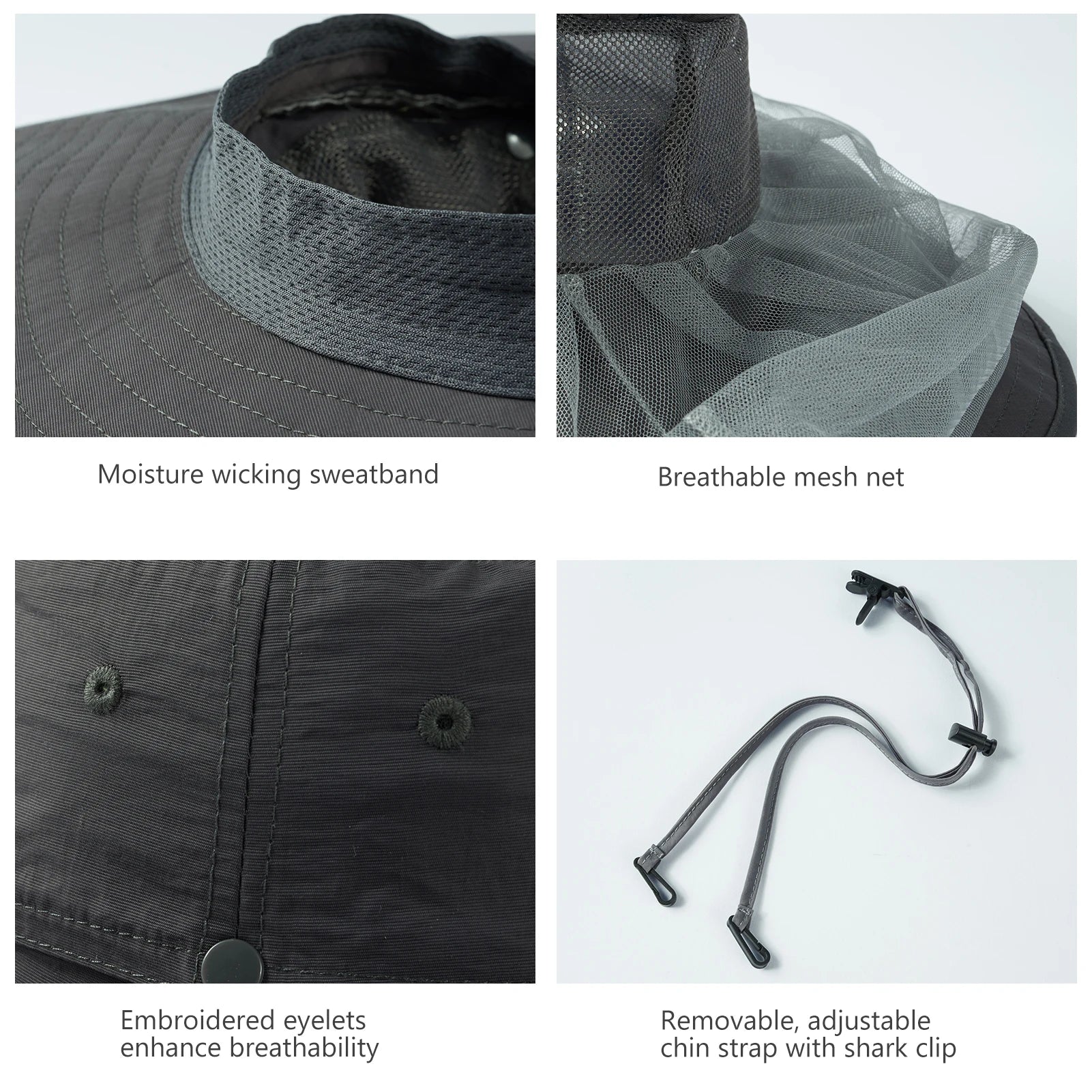 BASSDASH Sombrero antimosquitos con mosquitera oculta y solapa para el cuello para hombres y mujeres, pesca al aire libre, senderismo, camping, UPF 50+