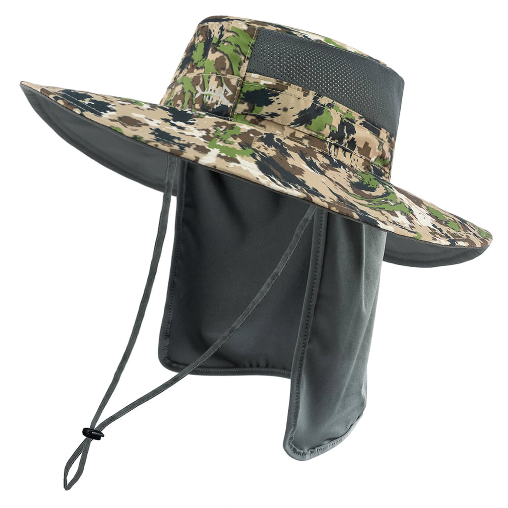 Bassdash - Sombrero de pesca desmontable con protección solar UPF 50+, resistente al agua y con solapa de cuello desmontable, ideal para senderismo y acampada
