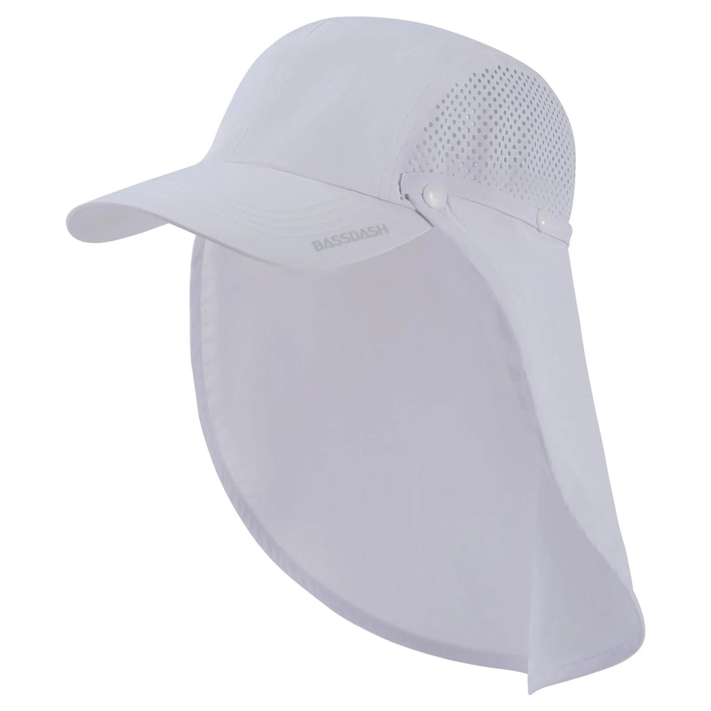BASSDASH UPF 50+ Foldable Fishing Hat Baseball Cap with Removable Neck Flap Portable for Men Women Golf Hiking