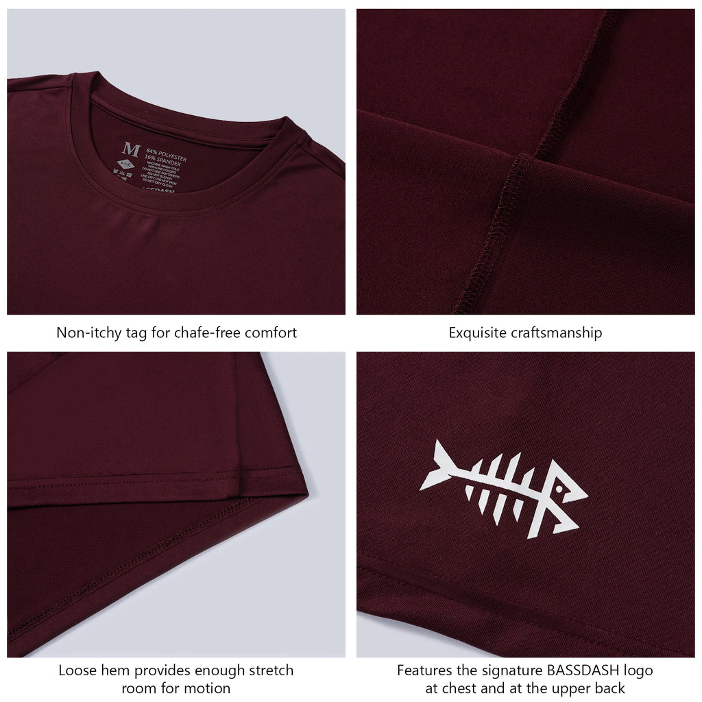 BASSDASH Camisetas de pesca de manga corta UPF 50+ para hombres Camisetas de alto rendimiento con protección solar UV para senderismo