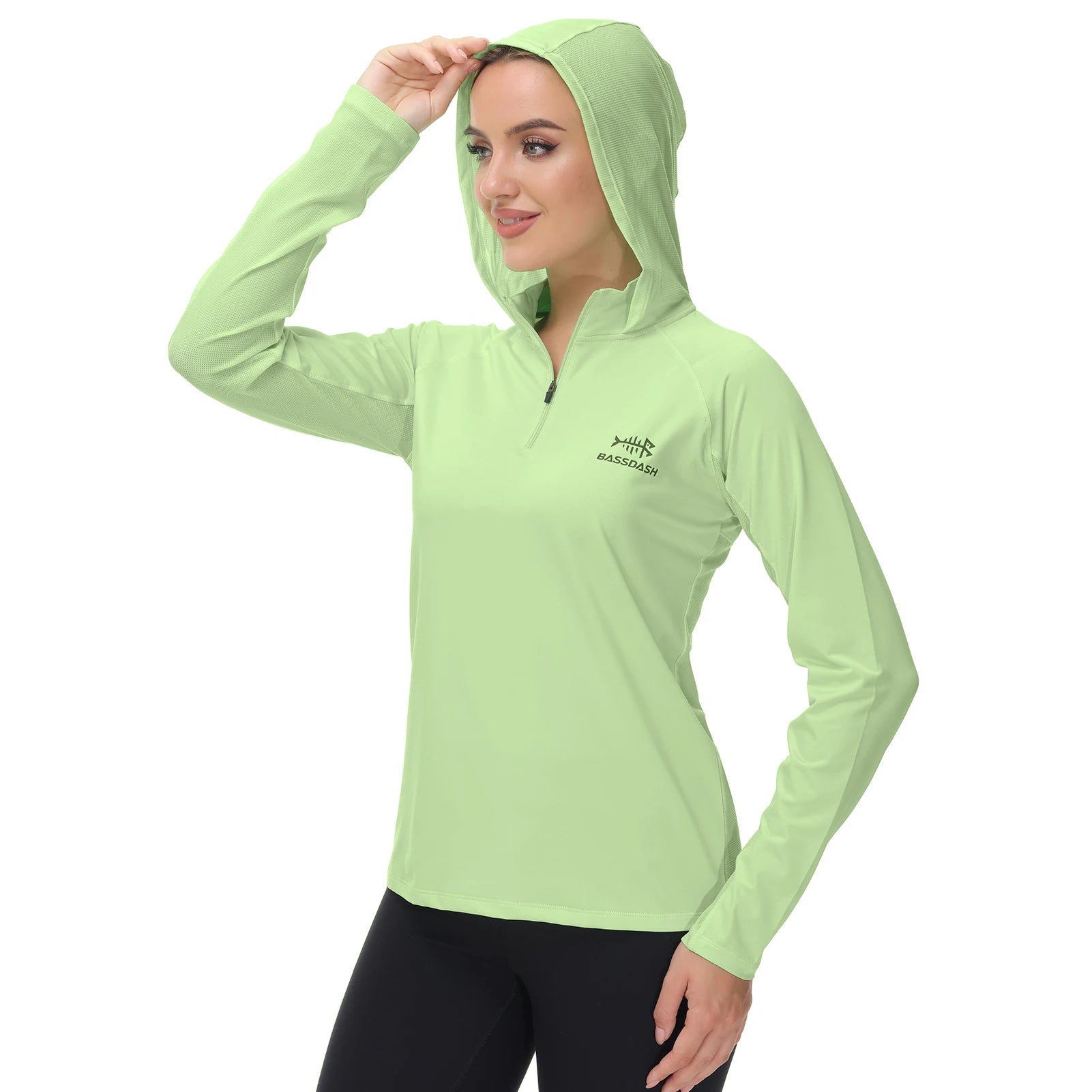 Bassdash - Sudadera informal con capucha para mujer, UPF 50+, manga larga, para exteriores, pesca, senderismo
