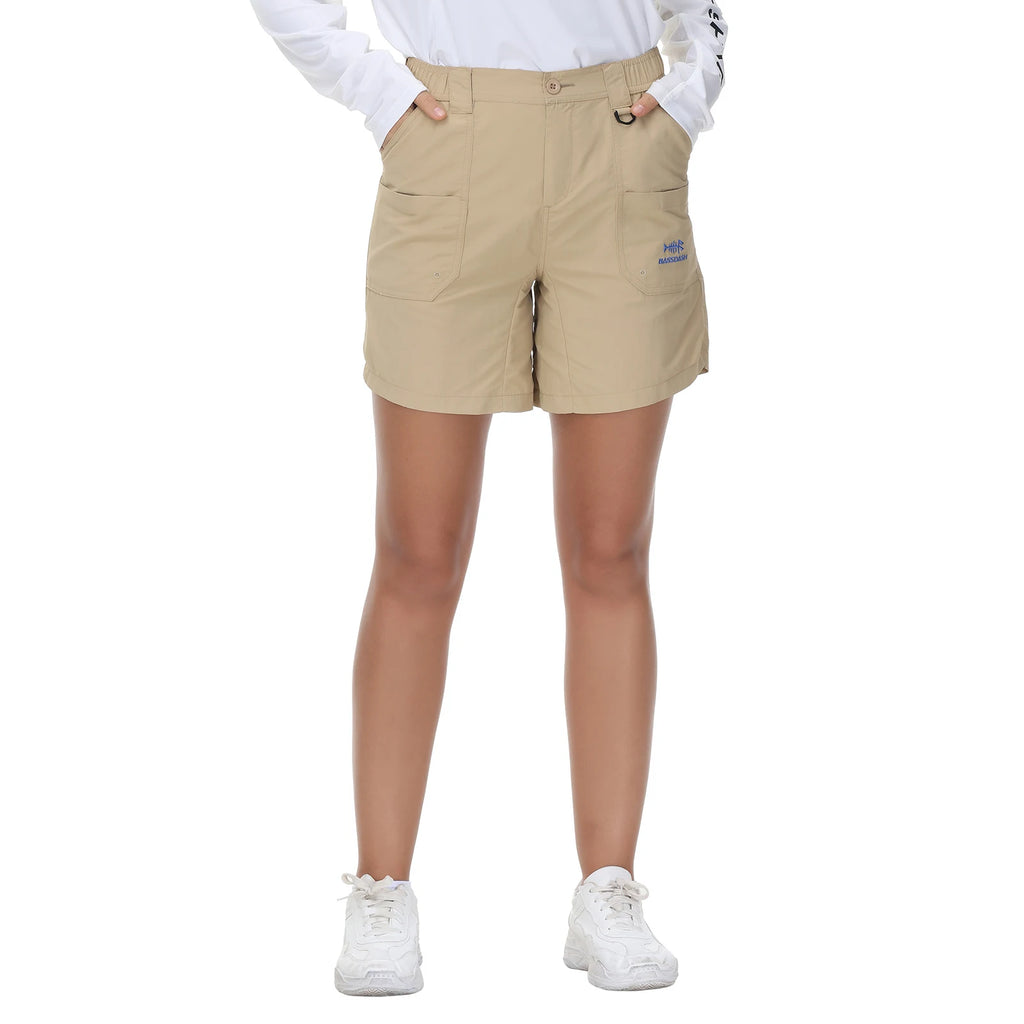 Pantalones cortos de pesca Bassdash de 7 pulgadas para mujer, resistentes al agua UPF 50+, de secado rápido, ligeros, para senderismo, con bolsillos