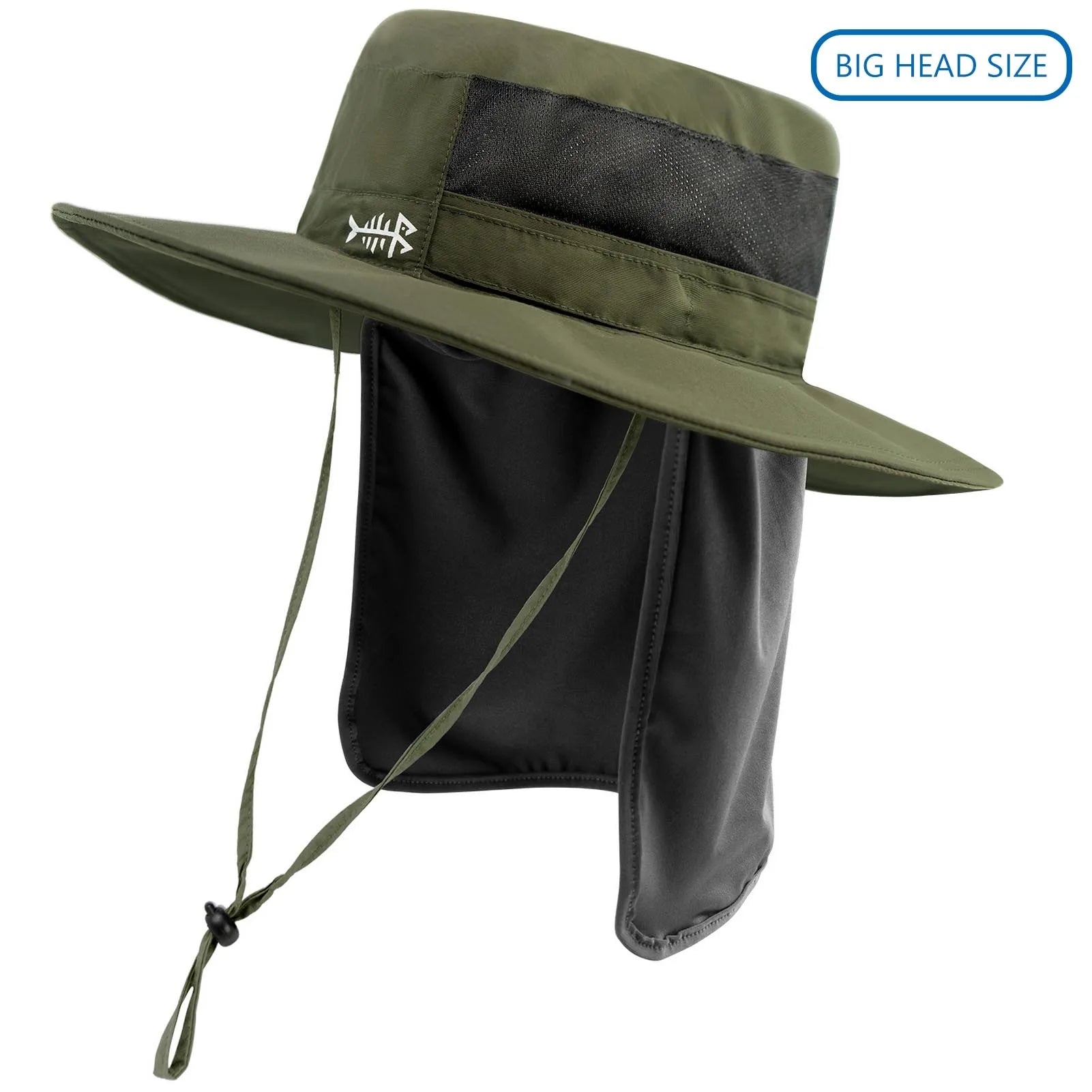 Bassdash - Sombrero de pesca desmontable con protección solar UPF 50+, resistente al agua y con solapa de cuello desmontable, ideal para senderismo y acampada