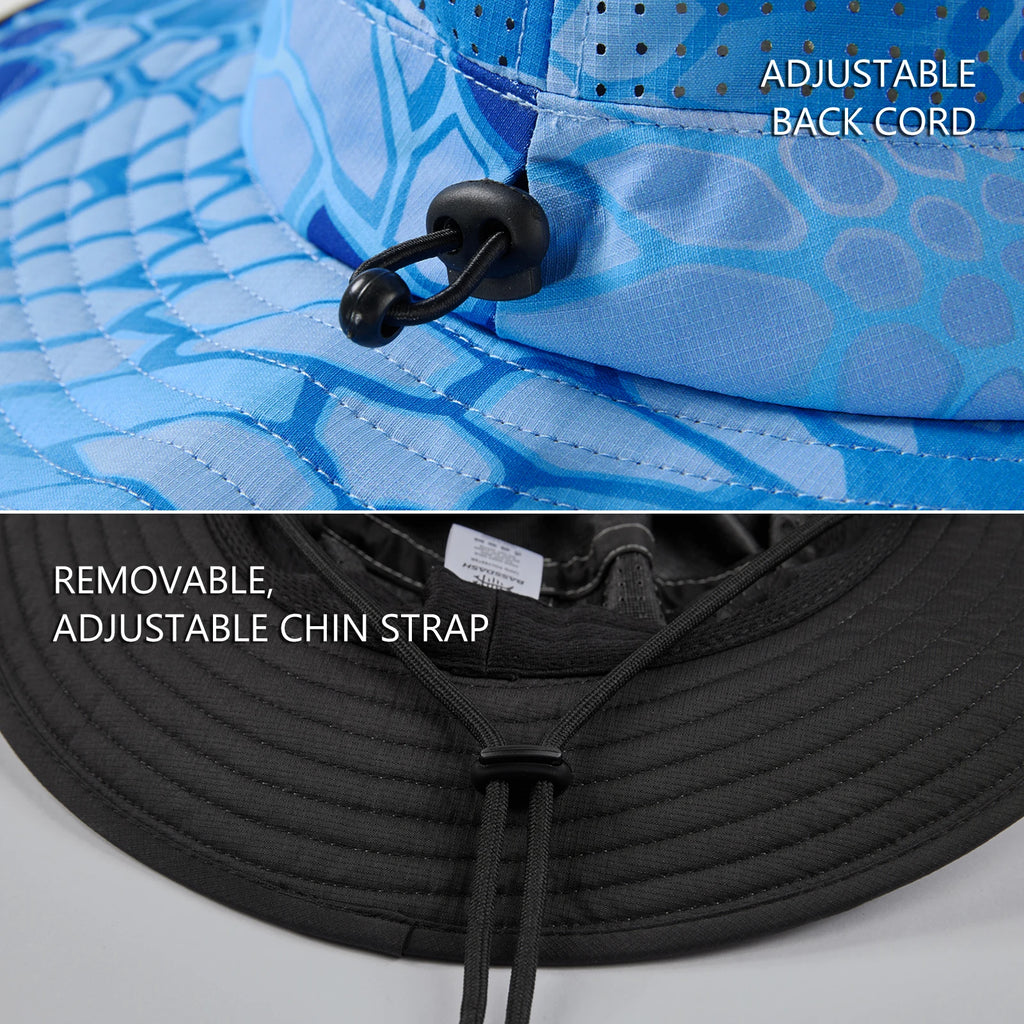 BASSDASH UPF 50+ Water-Resistant Fishing Bucket Hat with Laser Perforated Mesh Adjustable for Men Women Outdoor Hiking