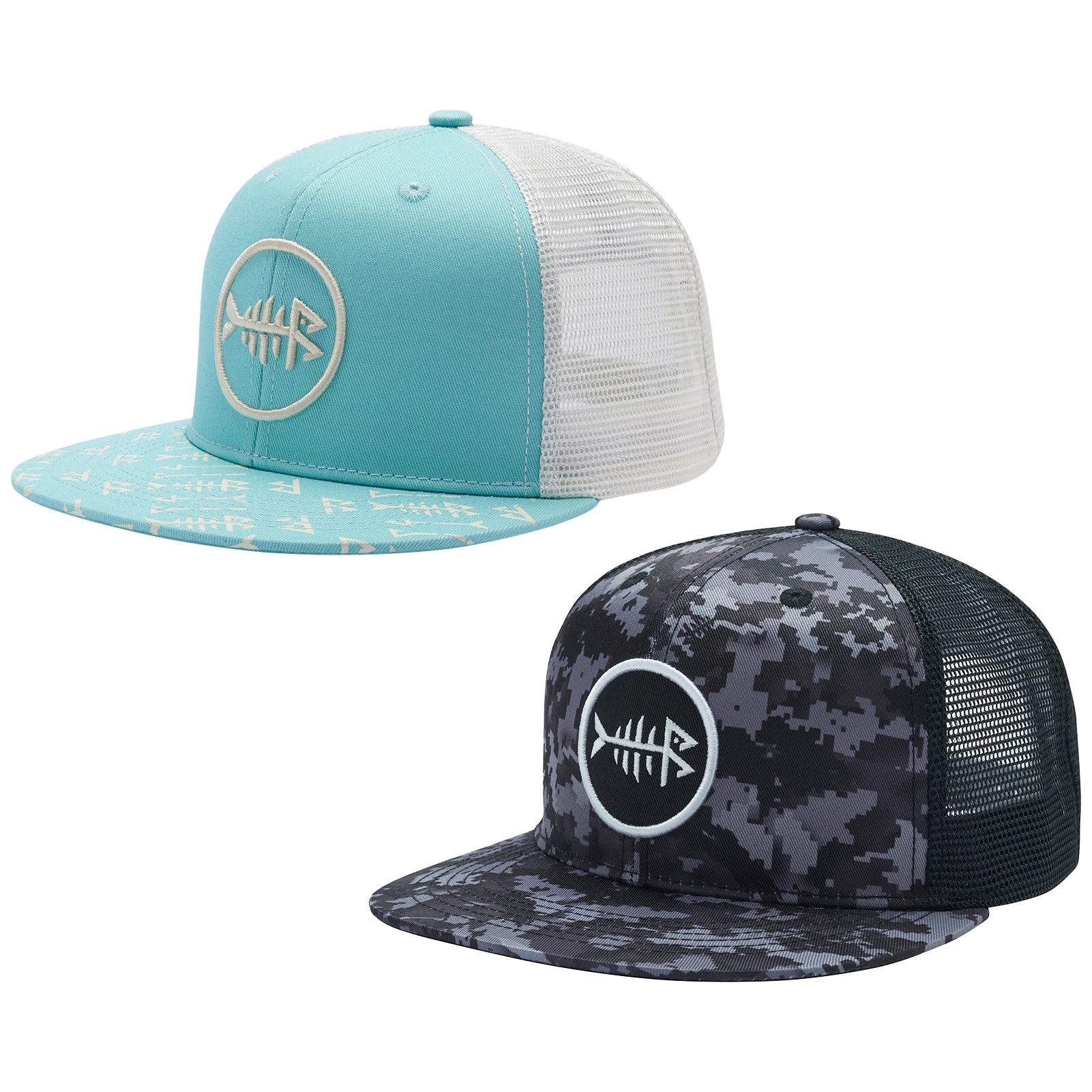 Bassdash Flat Brim Trucker Cap Adjustable Snapback Hat Mesh Back For Men Women Fishing Hunting