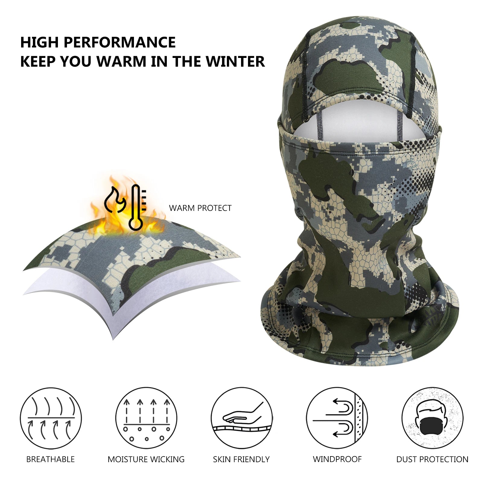 Bassdash - Máscara con capucha ninja para hombre y mujer, forro polar resistente al viento para el cuello, ideal para clima frío, pesca, caza, ciclismo, motociclismo, pasamontañas