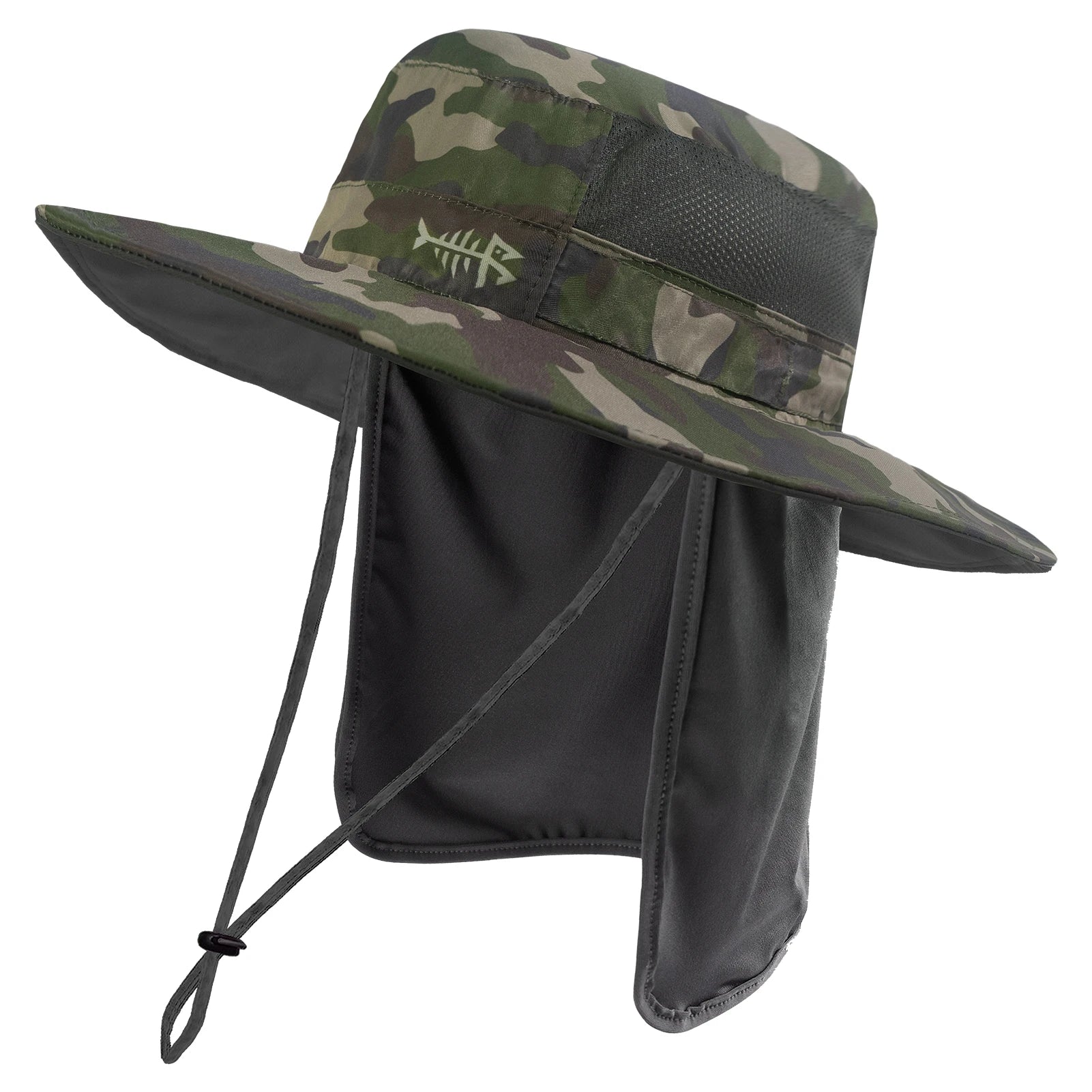 Bassdash - Sombrero de pesca desmontable con protección solar UPF 50+, resistente al agua y con solapa de cuello desmontable, ideal para senderismo y acampada