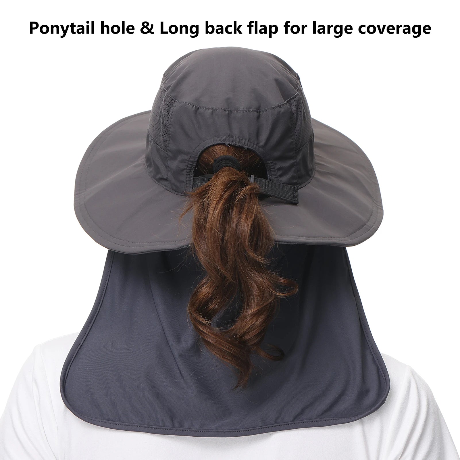 Sombrero Bassdash para mujer con protección solar UPF 50, con abertura para la cola y solapa en el cuello, resistente al agua, para pesca al aire libre