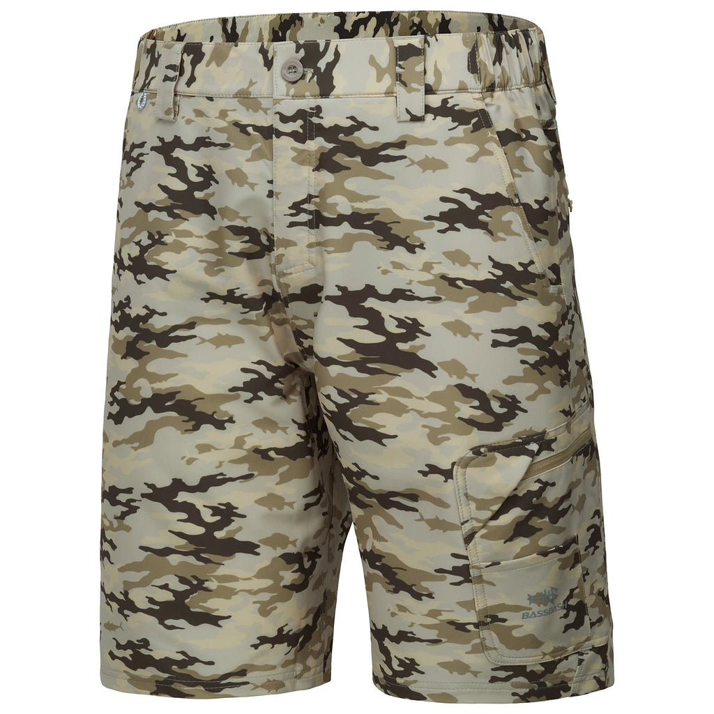 Pantalones cortos de pesca Bassdash para hombre, resistentes al agua, con bolsillos con cremallera, de secado rápido, de camuflaje, tácticos, para golf y senderismo