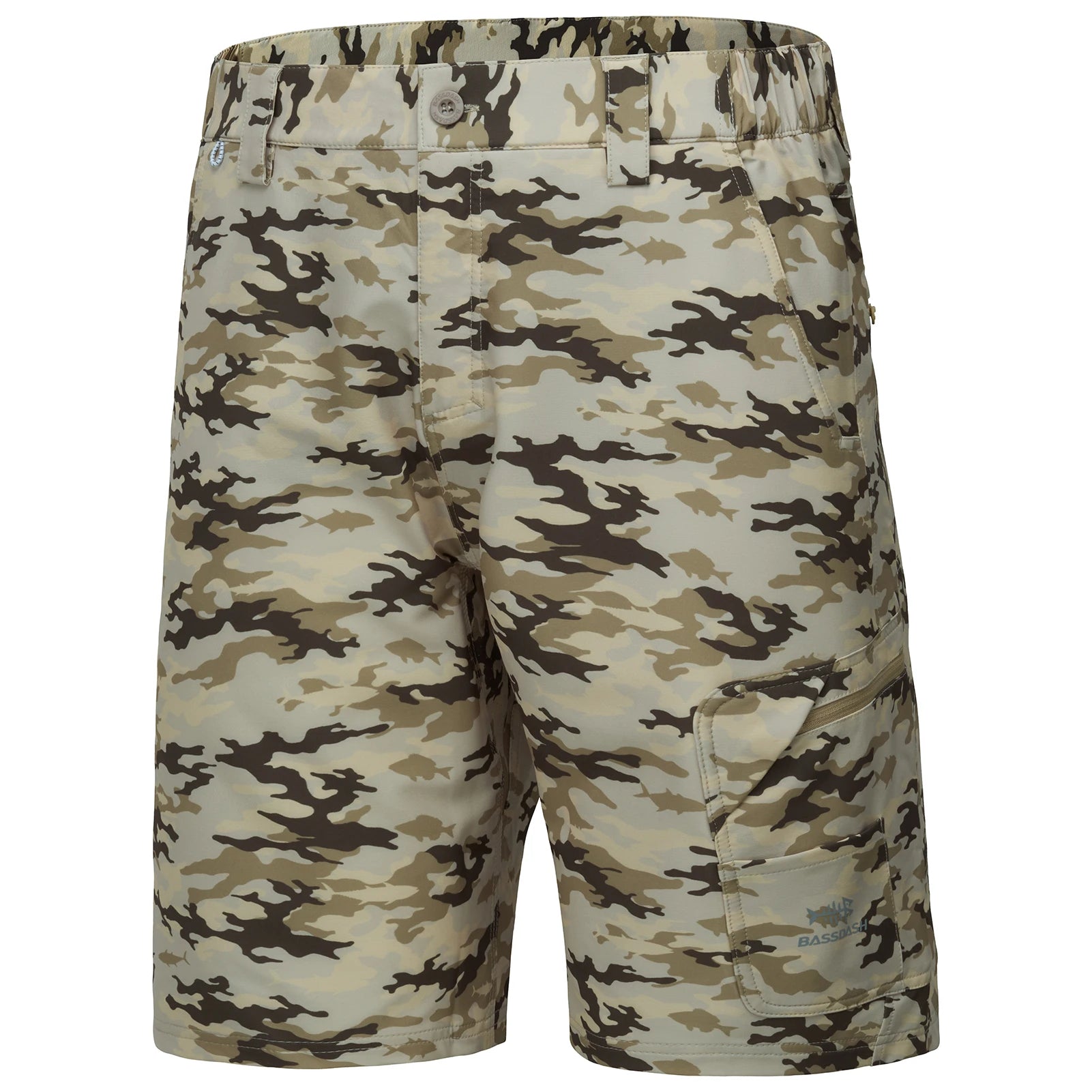 Pantalones cortos de pesca Bassdash para hombre, resistentes al agua, con bolsillos con cremallera, de secado rápido, de camuflaje, tácticos, para golf y senderismo