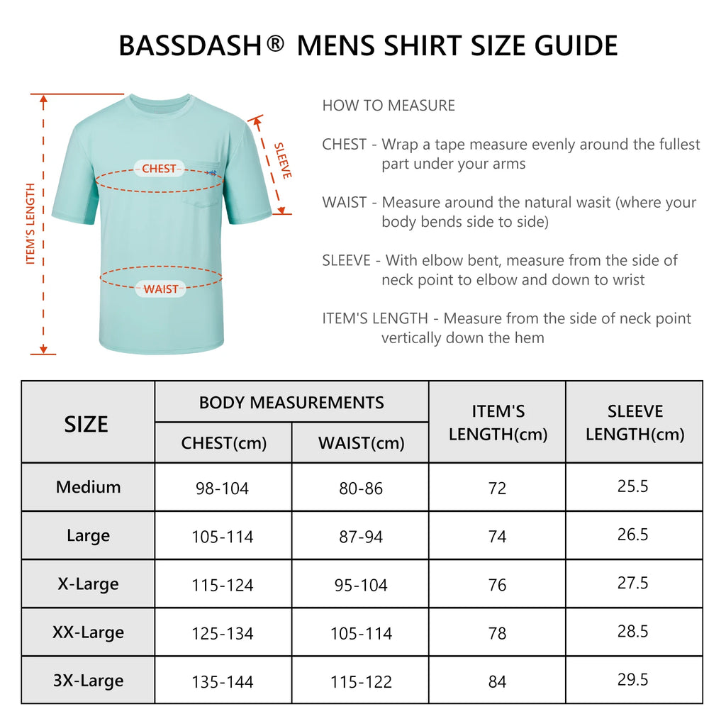 Bassdash Men’s UPF 50+ Performance Short Sleeve Pocket T-shirt UV Sun Protection Fishing Hiking Kayaking Sports Shirts