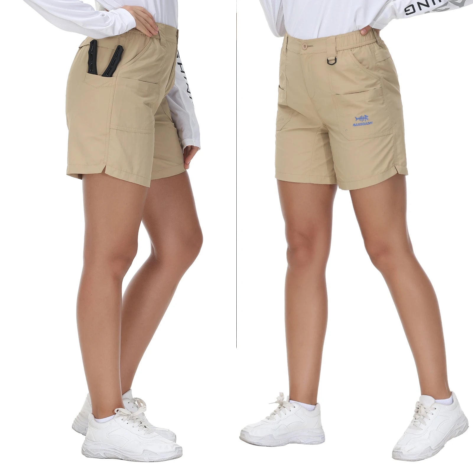 Pantalones cortos de pesca Bassdash de 7 pulgadas para mujer, resistentes al agua UPF 50+, de secado rápido, ligeros, para senderismo, con bolsillos