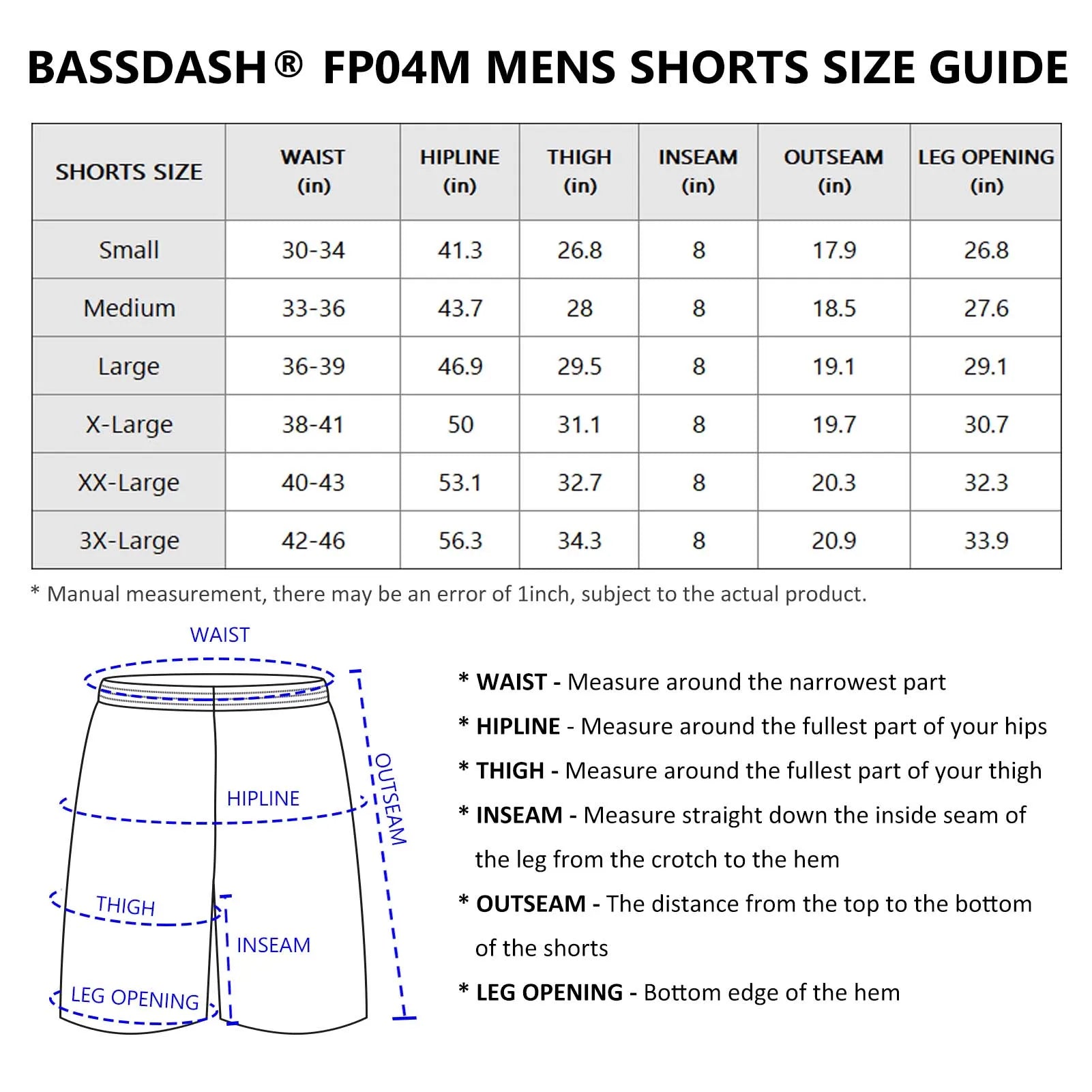 Bassdash Men's 8” Fishing Water Shorts Quick Dry UPF 50+ Lightweight Cargo Hiking Kayaking Casual Bottom