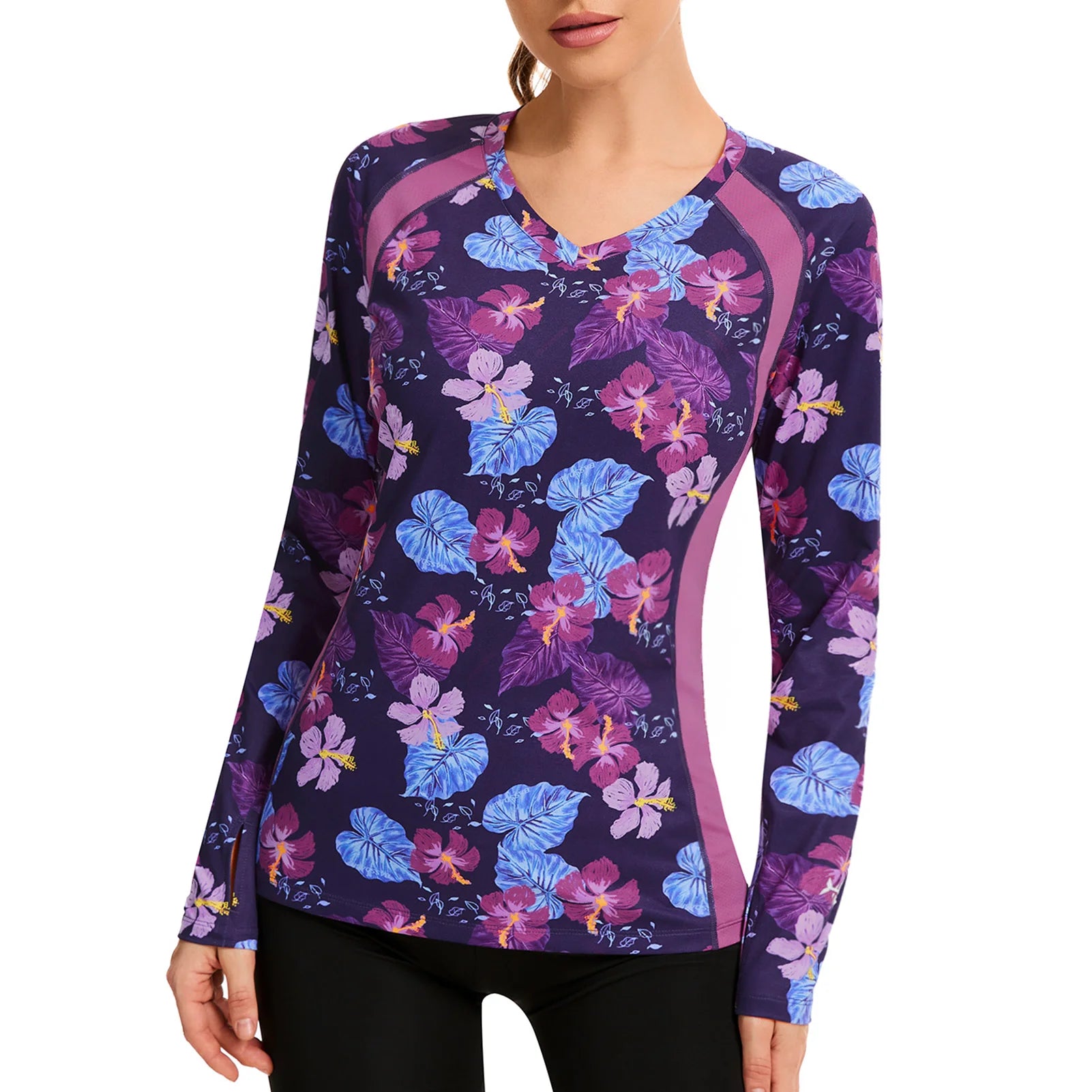 BASSDASH - Camiseta de pesca antiarrugas para mujer, con protección solar UPF 50+, cuello en V, transpirable, para senderismo