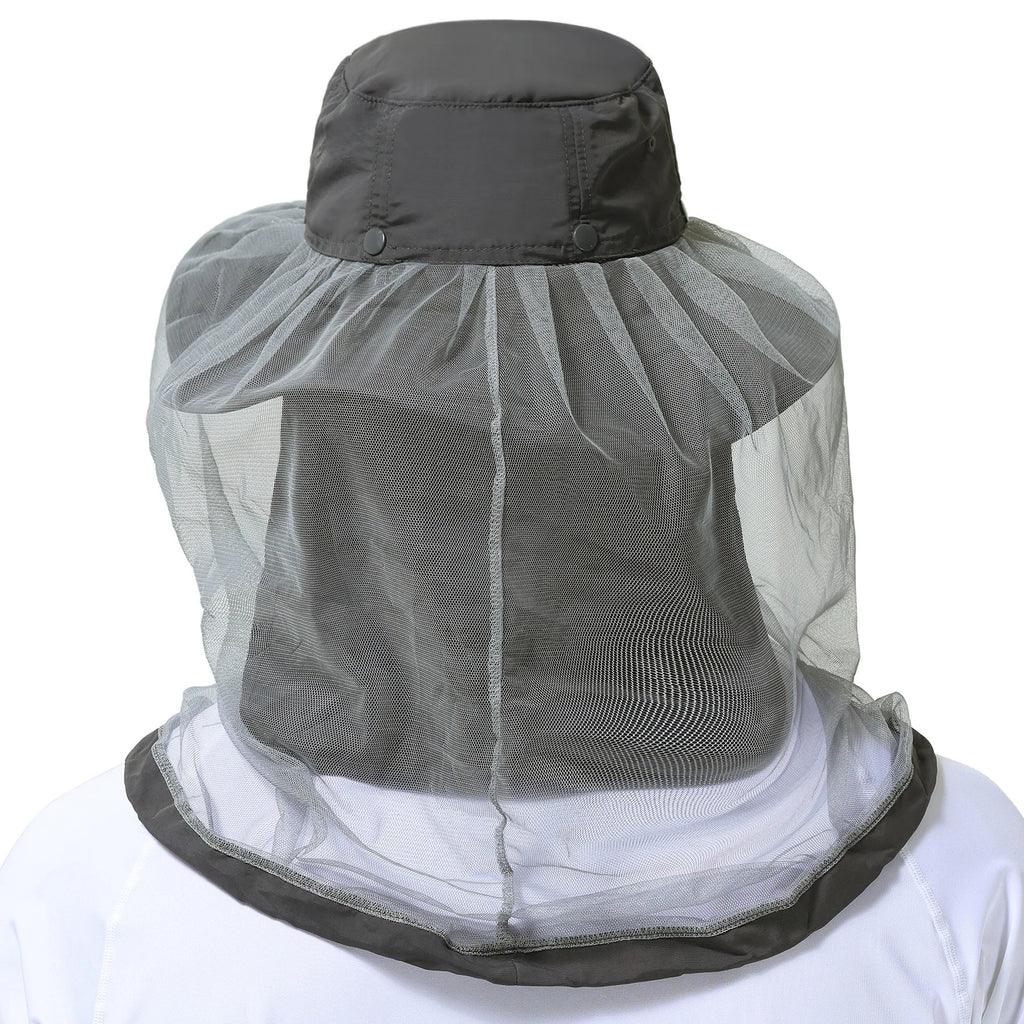 BASSDASH Sombrero antimosquitos con mosquitera oculta y solapa para el cuello para hombres y mujeres, pesca al aire libre, senderismo, camping, UPF 50+