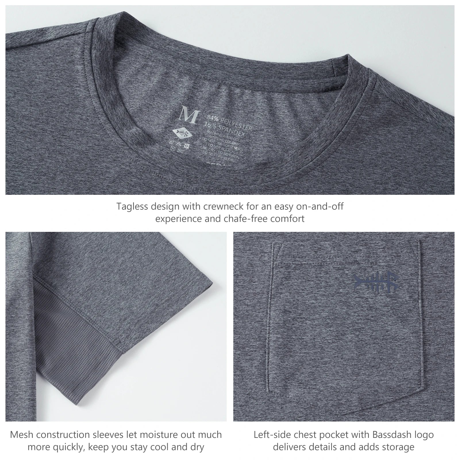 Bassdash Men’s UPF 50+ Performance Short Sleeve Pocket T-shirt UV Sun Protection Fishing Hiking Kayaking Sports Shirts