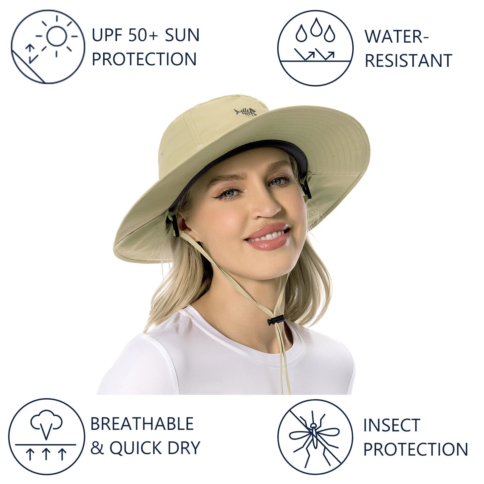 BASSDASH Sombrero antimosquitos con mosquitera oculta y solapa para el cuello para hombres y mujeres, pesca al aire libre, senderismo, camping, UPF 50+