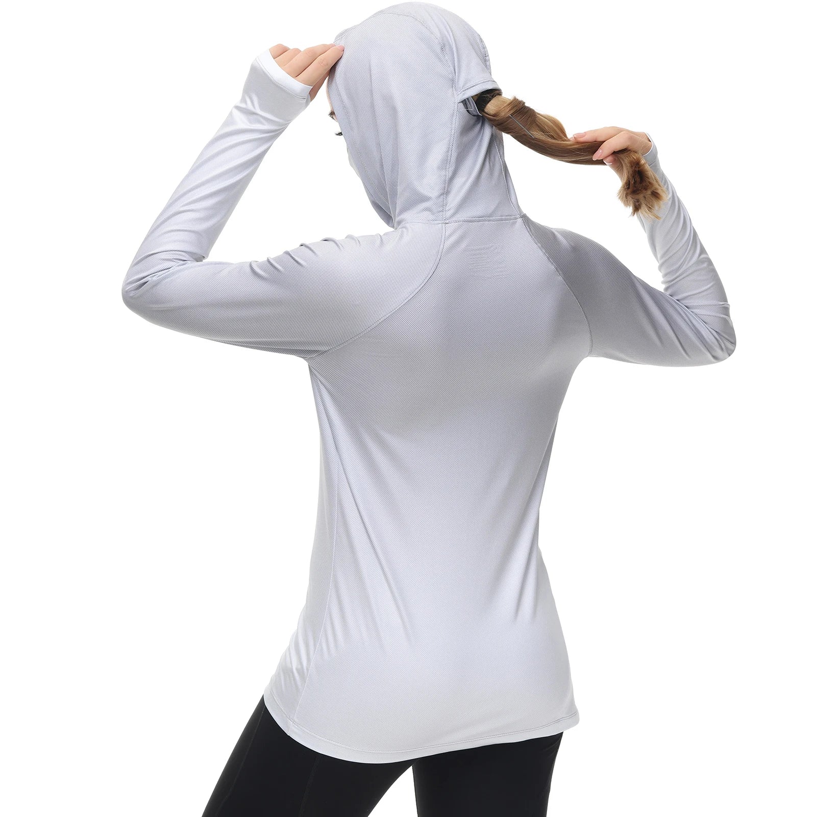 Sudadera con capucha de pesca Bassdash para mujer con protección solar UPF 50+ y orificios para los pulgares para la mascarilla