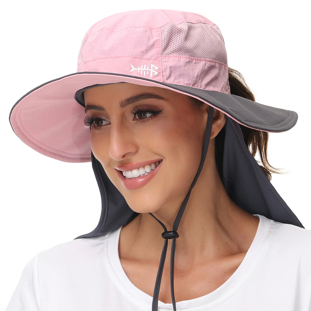 Sombrero Bassdash para mujer con protección solar UPF 50, con abertura para la cola y solapa en el cuello, resistente al agua, para pesca al aire libre