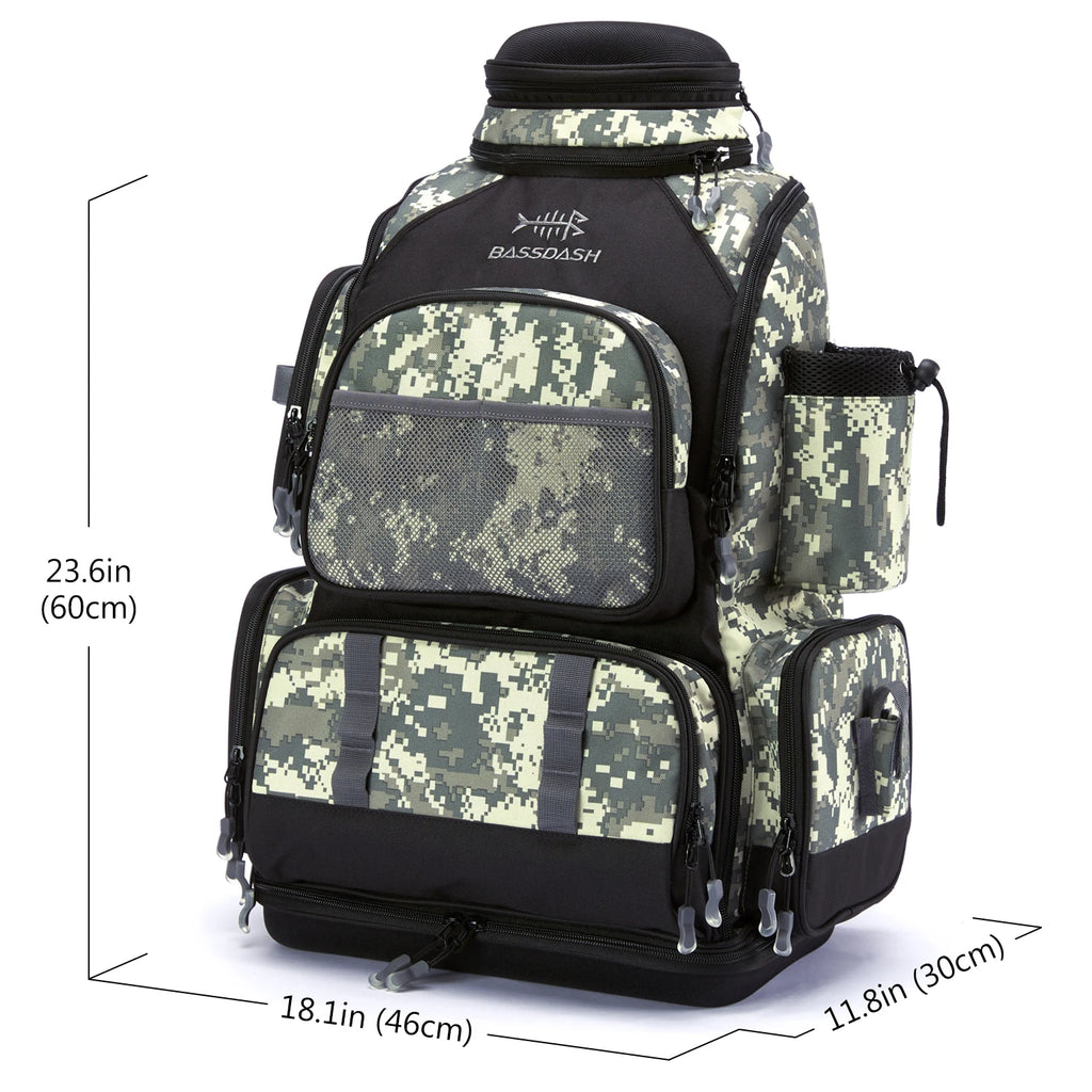 Mochila táctica verde militar Bassdash para pesca, bolsa de hombro con funda protectora para lluvia SD2