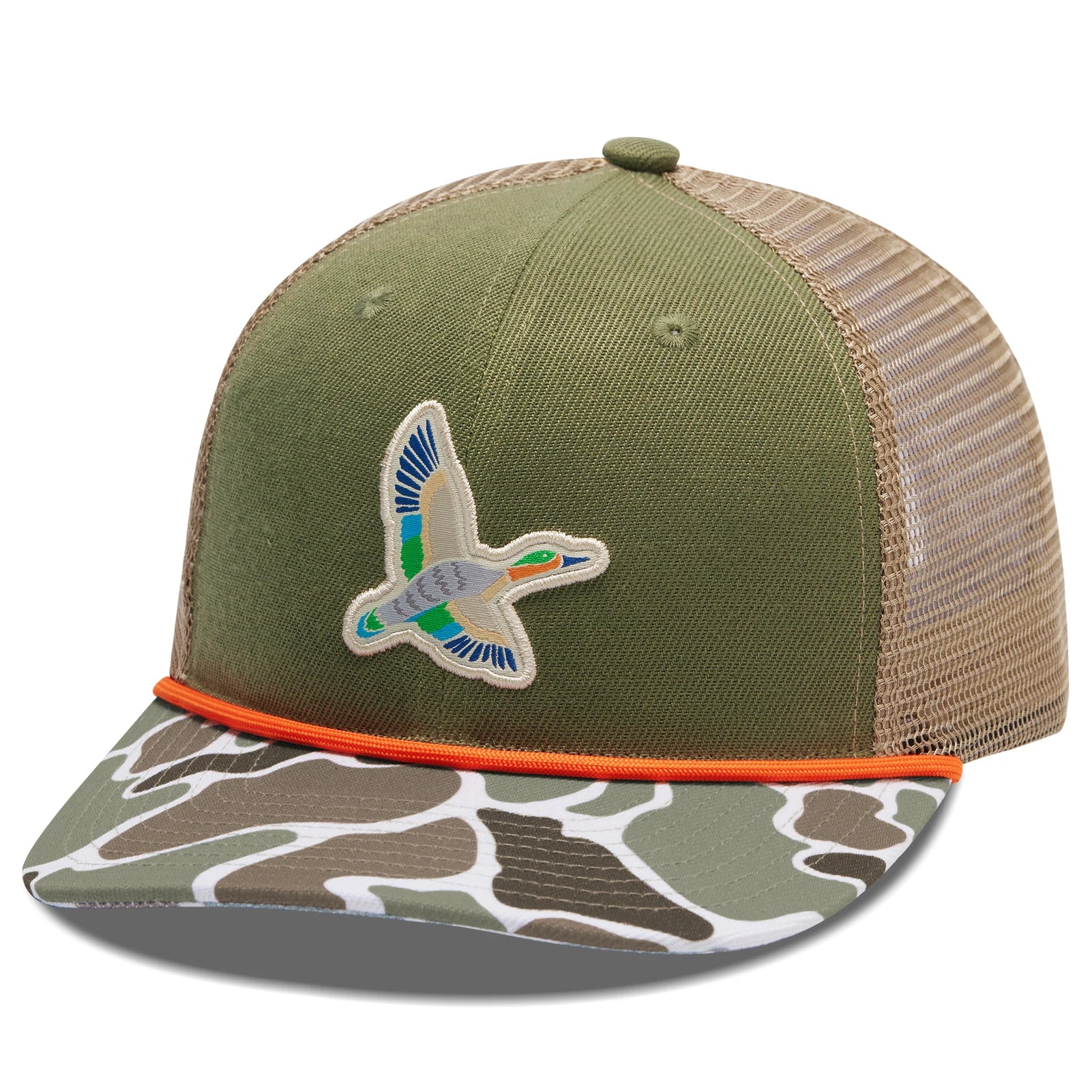 Gorra de camionero con cuerda de camuflaje BASSDASH, gorra de béisbol bordada ajustable con parte trasera de malla