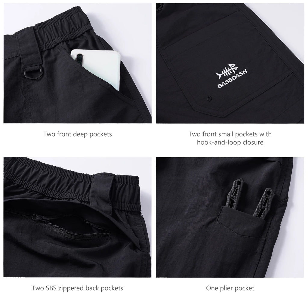 Pantalones cortos de pesca Bassdash de 7 pulgadas para mujer, resistentes al agua UPF 50+, de secado rápido, ligeros, para senderismo, con bolsillos