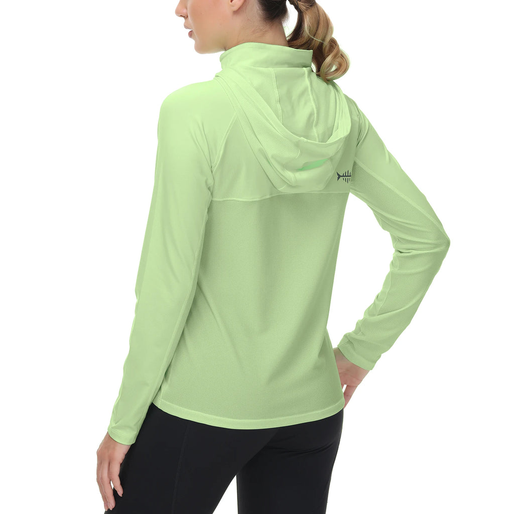 Bassdash - Sudadera informal con capucha para mujer, UPF 50+, manga larga, para exteriores, pesca, senderismo