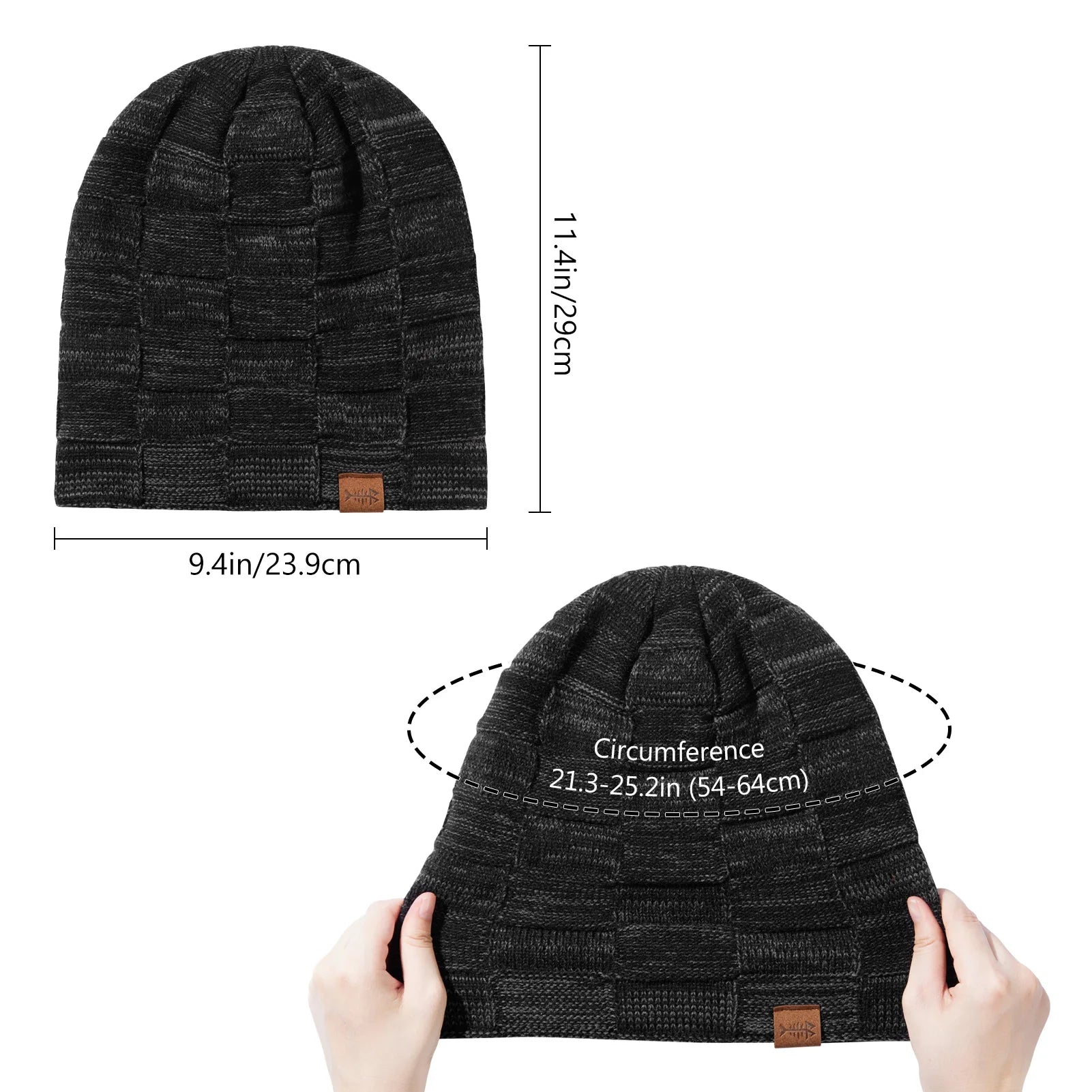 BASSDASH Winter Slouchy Beanies Thick Fleece Lined Skull Cap for Men Women Warm Knitting Hat