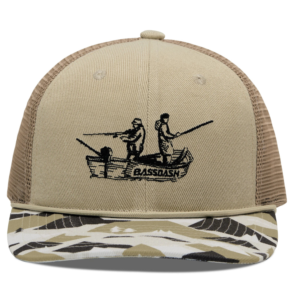 Gorra de camionero con cuerda de camuflaje BASSDASH, gorra de béisbol bordada ajustable con parte trasera de malla