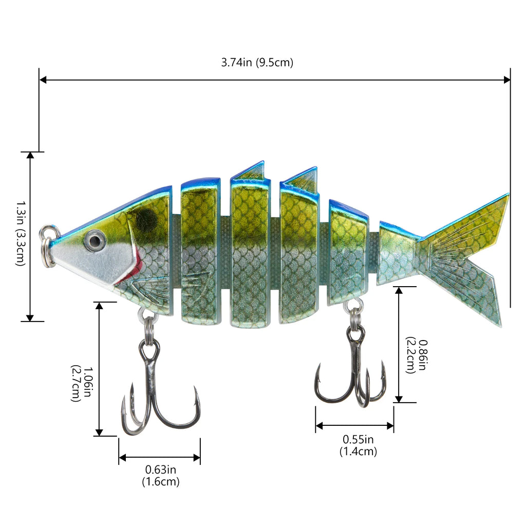 Señuelo de pesca duro multiarticulado BASSDASH Bone Swimbait   con segmentos de corte angular de 3,7 pulgadas/0,66 oz