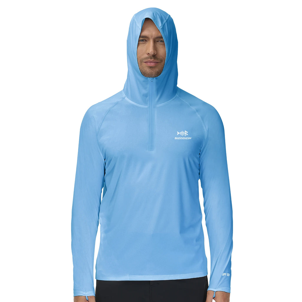 BASSDASH Men’s 1/4 Zip Fishing Hoodie Shirt UPF 50+ Quick Dry Performance Long Sleeve Sun Protection FS24M