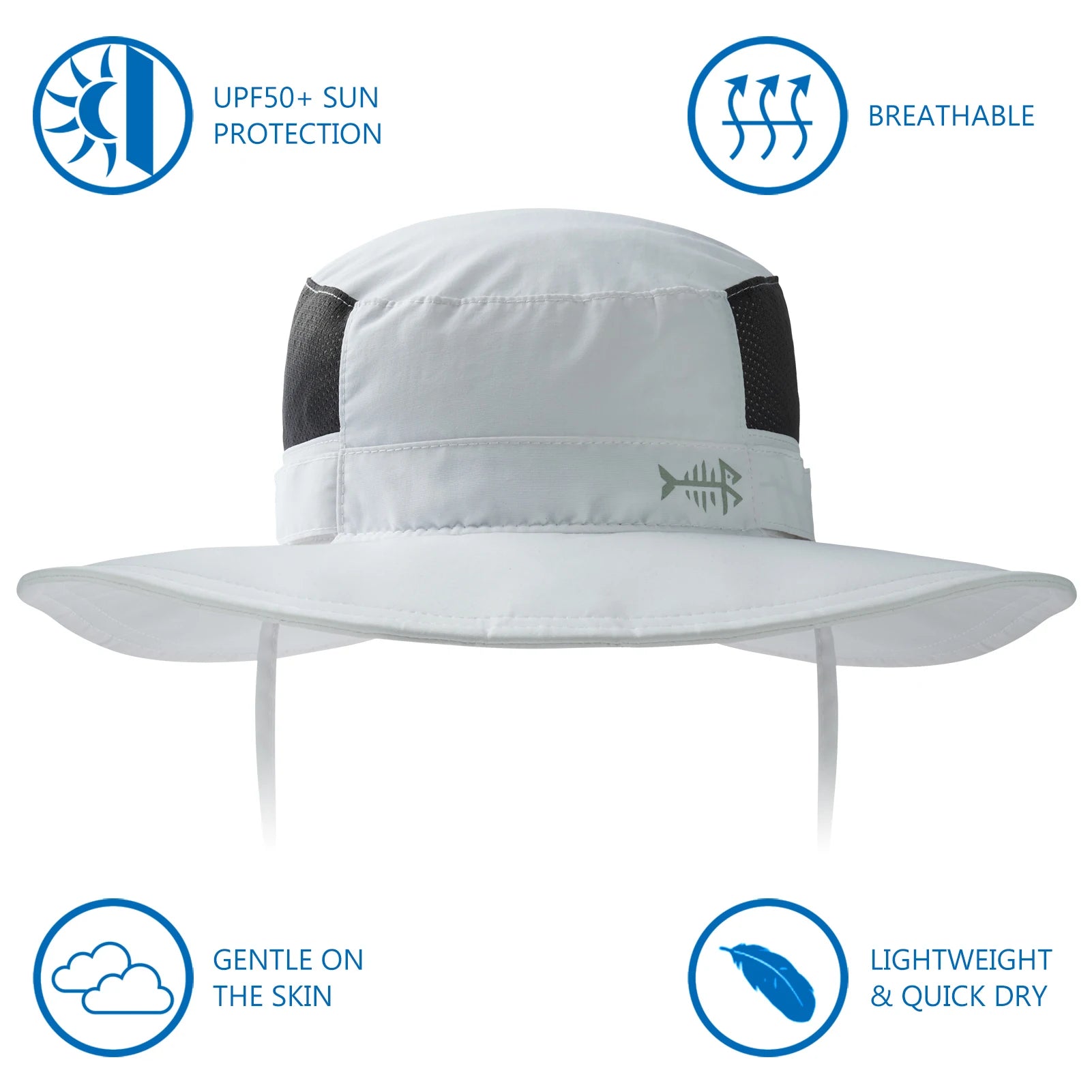 Bassdash - Sombrero de pesca desmontable con protección solar UPF 50+, resistente al agua y con solapa de cuello desmontable, ideal para senderismo y acampada