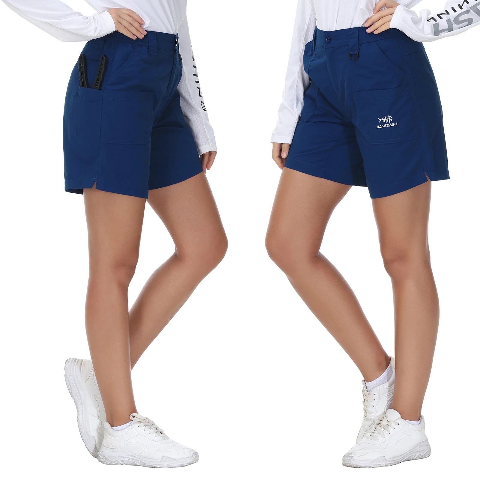Pantalones cortos de pesca Bassdash de 7 pulgadas para mujer, resistentes al agua UPF 50+, de secado rápido, ligeros, para senderismo, con bolsillos