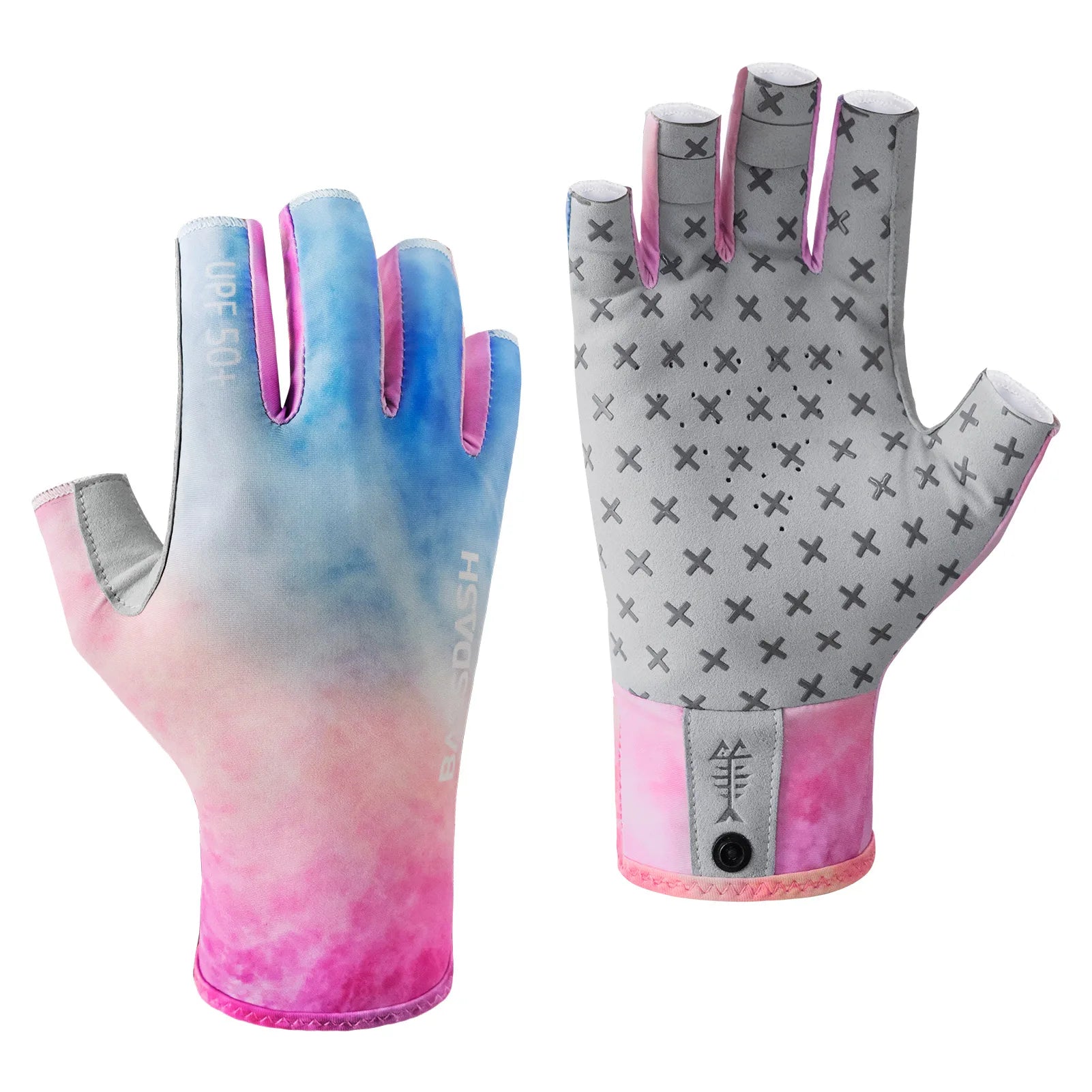 BASSDASH Guantes solares transpirables de 3/4 dedos con protección UPF 50+ y palma de silicona antideslizante para hombres y mujeres, para pescar, ciclismo, correr, sin dedos