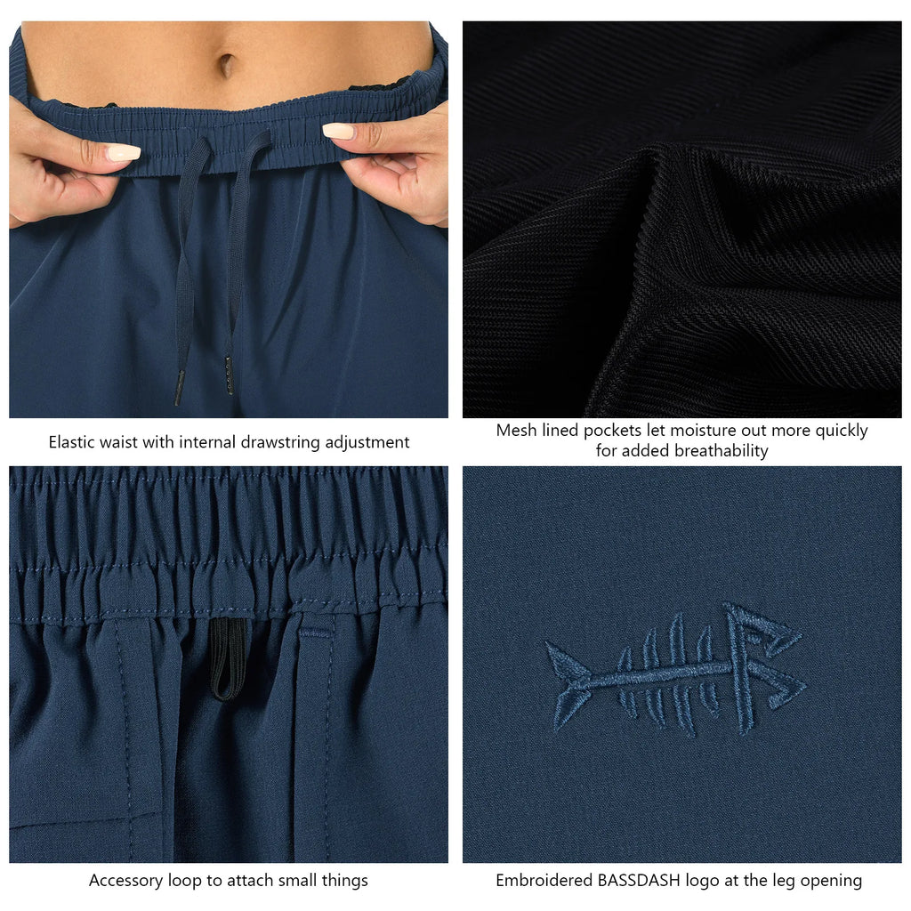 Pantalones cortos cargo Bassdash de 12,7 cm para mujer, para pesca, senderismo, secado rápido, con bolsillos con cremallera, resistentes al agua UPF 50+, para verano, informales
