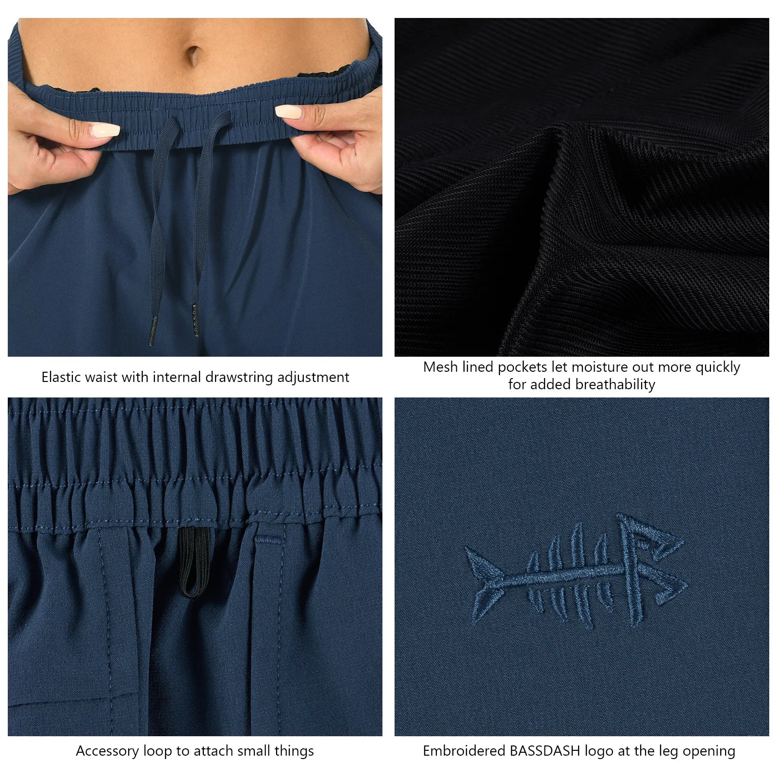 Pantalones cortos cargo Bassdash de 12,7 cm para mujer, para pesca, senderismo, secado rápido, con bolsillos con cremallera, resistentes al agua UPF 50+, para verano, informales