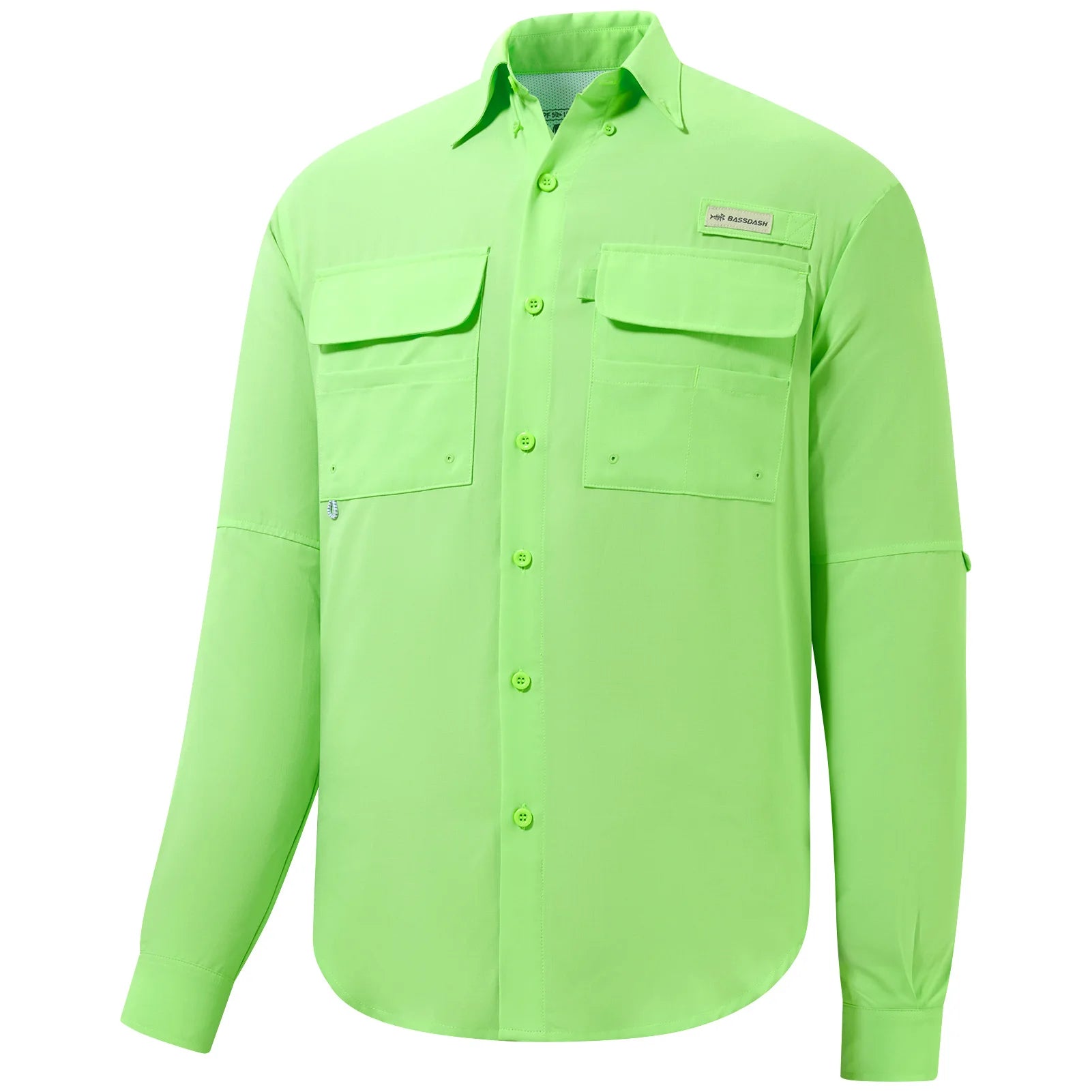 BASSDASH Men's UPF 50 Long Sleeve Fishing Button Down Shirt Performance Quick Dry FS21M