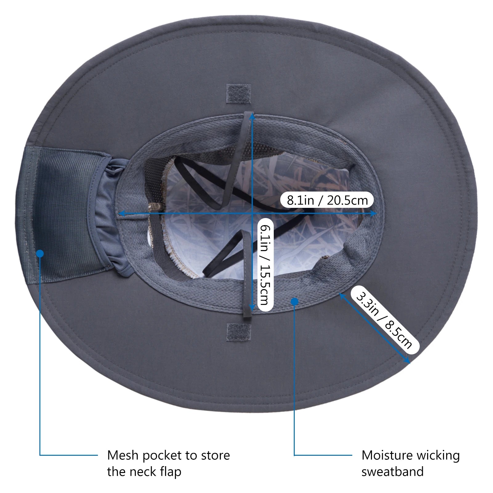 Bassdash - Sombrero de pesca desmontable con protección solar UPF 50+, resistente al agua y con solapa de cuello desmontable, ideal para senderismo y acampada