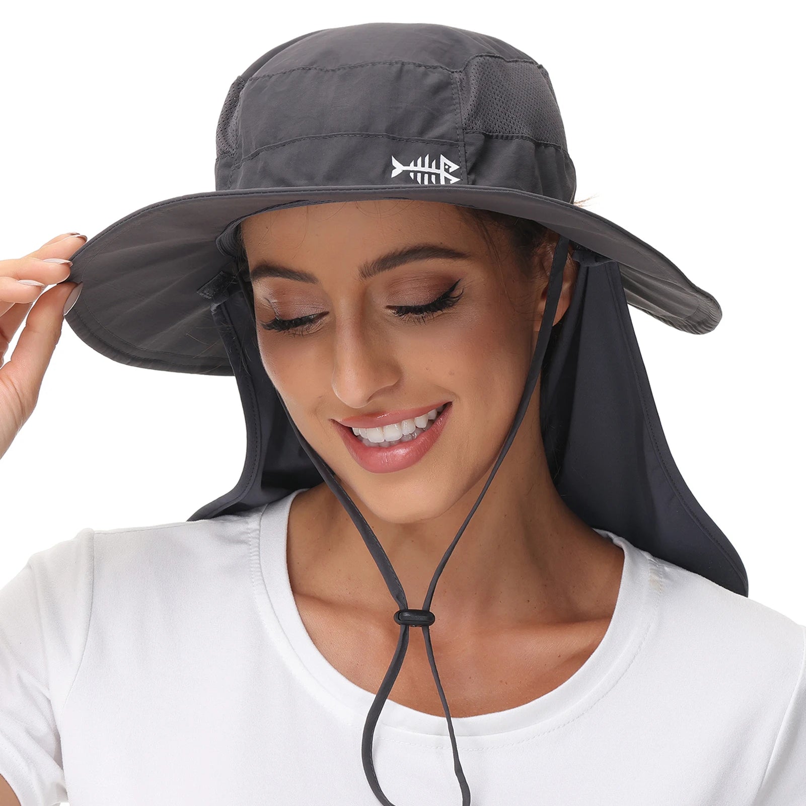 Sombrero Bassdash para mujer con protección solar UPF 50, con abertura para la cola y solapa en el cuello, resistente al agua, para pesca al aire libre