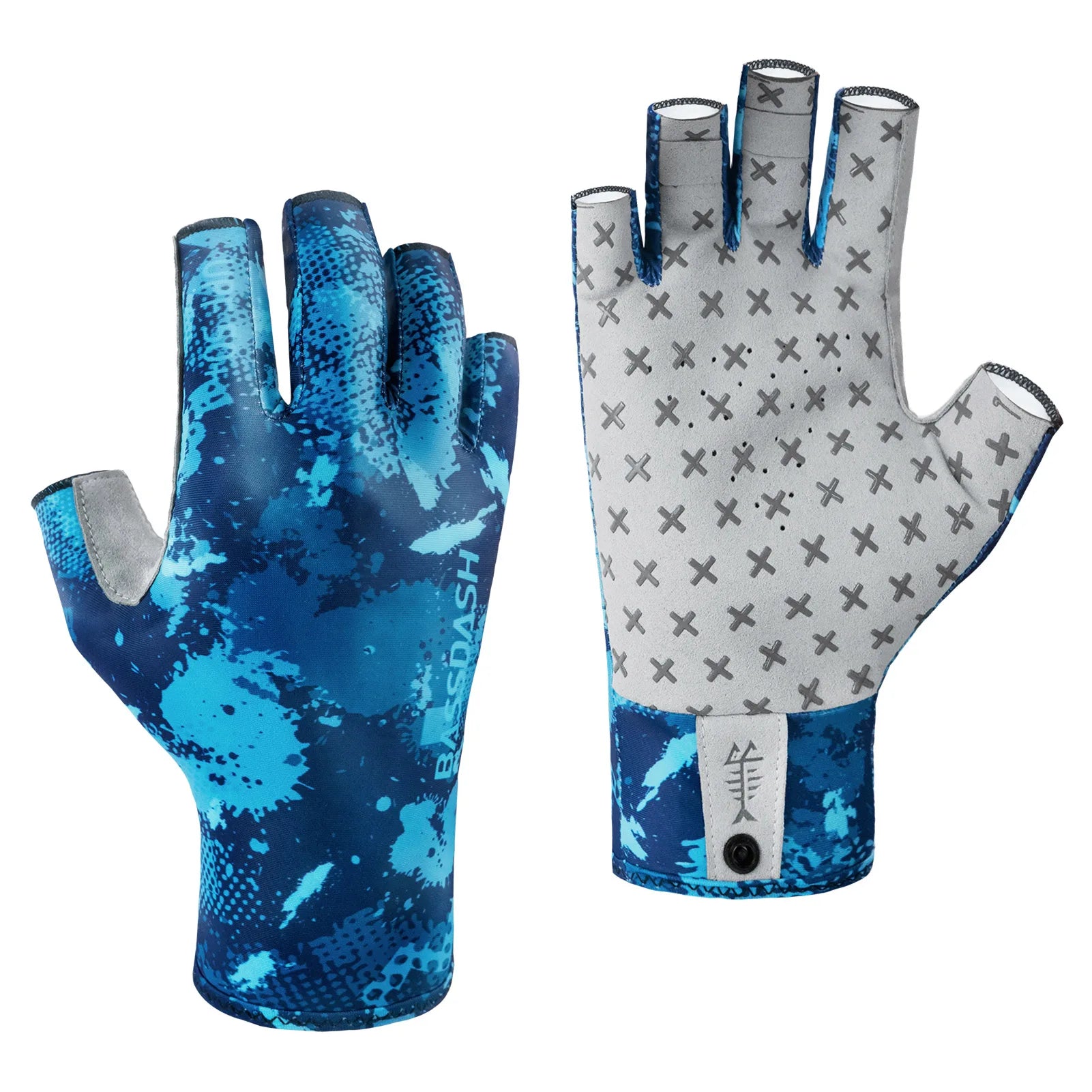 BASSDASH Guantes solares transpirables de 3/4 dedos con protección UPF 50+ y palma de silicona antideslizante para hombres y mujeres, para pescar, ciclismo, correr, sin dedos