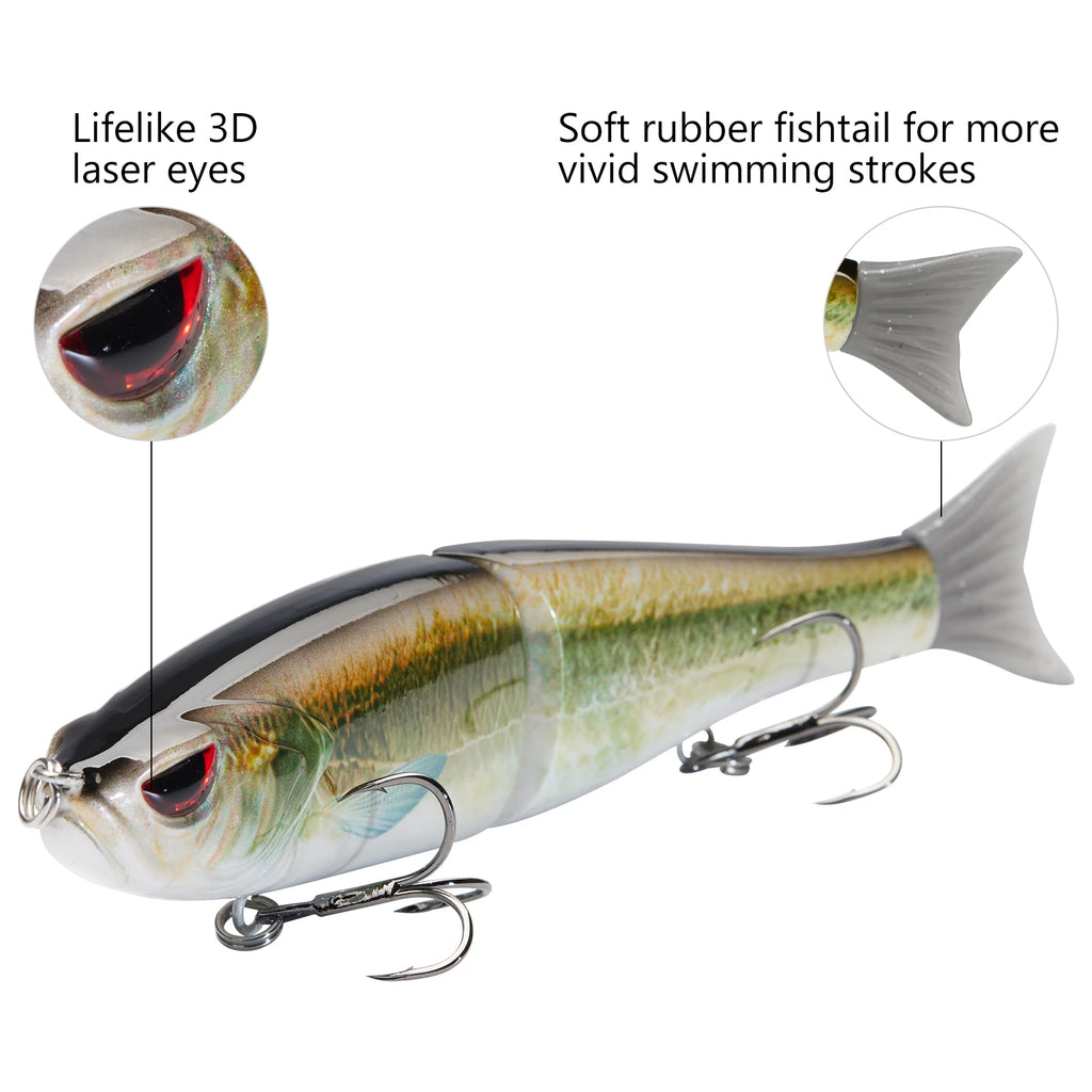 Bassdash Swimbaits - Señuelos deslizantes para lucio, trucha y pececillo, duros, 17,8 cm/62,5 g y 11,5 cm/18,4 g