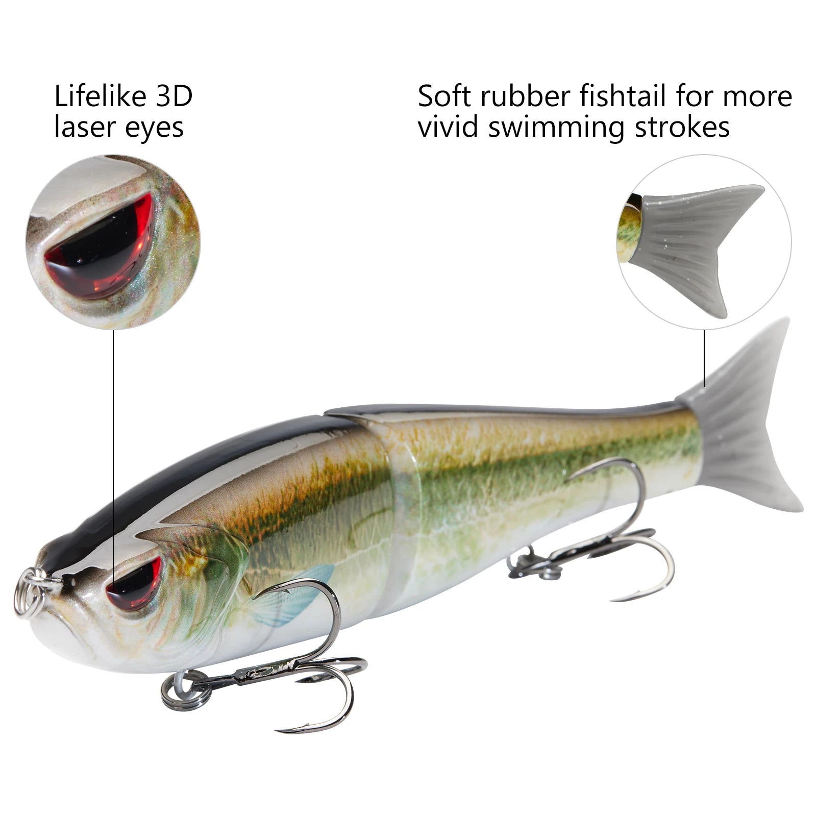 Bassdash Swimbaits - Señuelos deslizantes para lucio, trucha y pececillo, duros, 17,8 cm/62,5 g y 11,5 cm/18,4 g