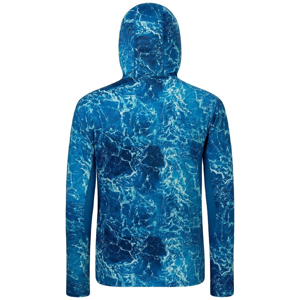 BASSDASH - Sudadera con capucha de manga larga para hombre, con protección solar, para pesca, senderismo, UPF 50+, camuflaje, con mascarilla y polaina ligera para el cuello