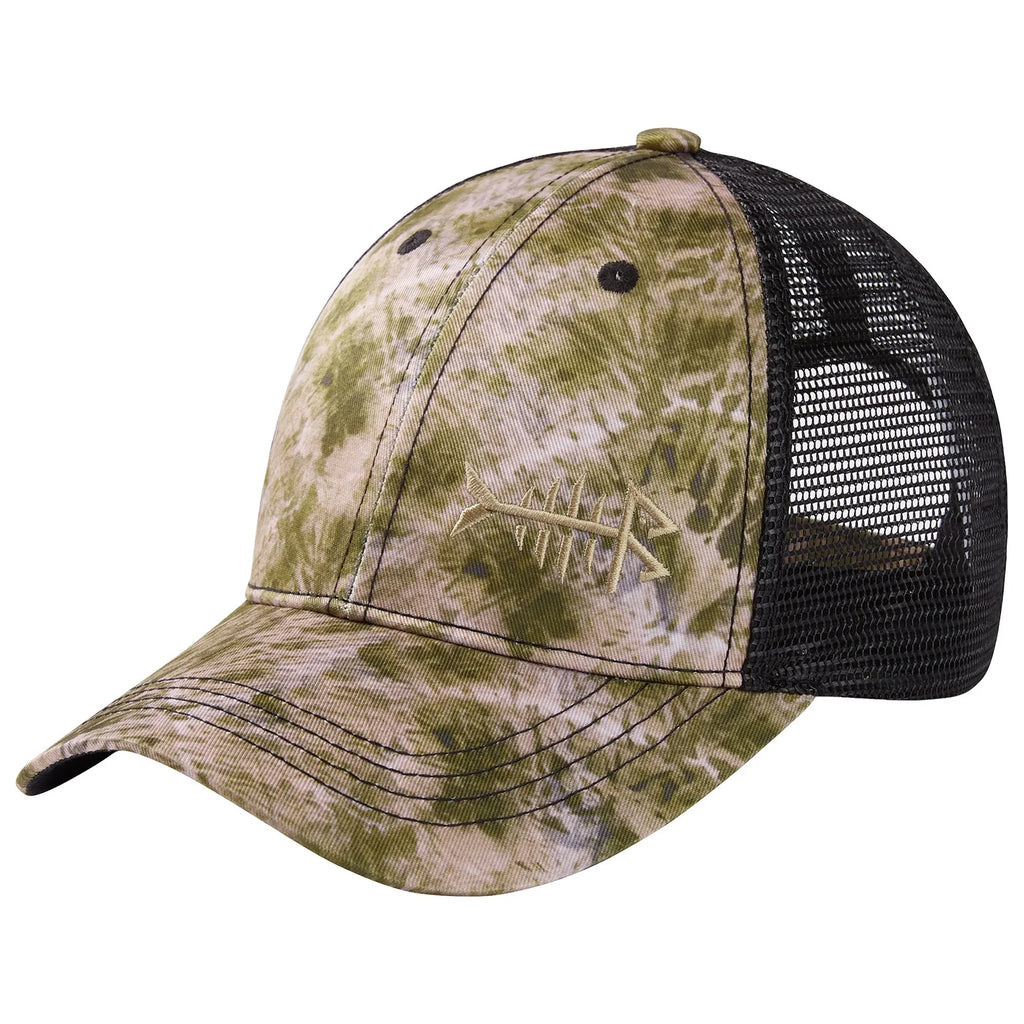 Gorra de golf Bassdash Altimate Fishing con parte trasera de malla para hombre y mujer, ajustable, con visera de béisbol y estampado de camuflaje de flamencos