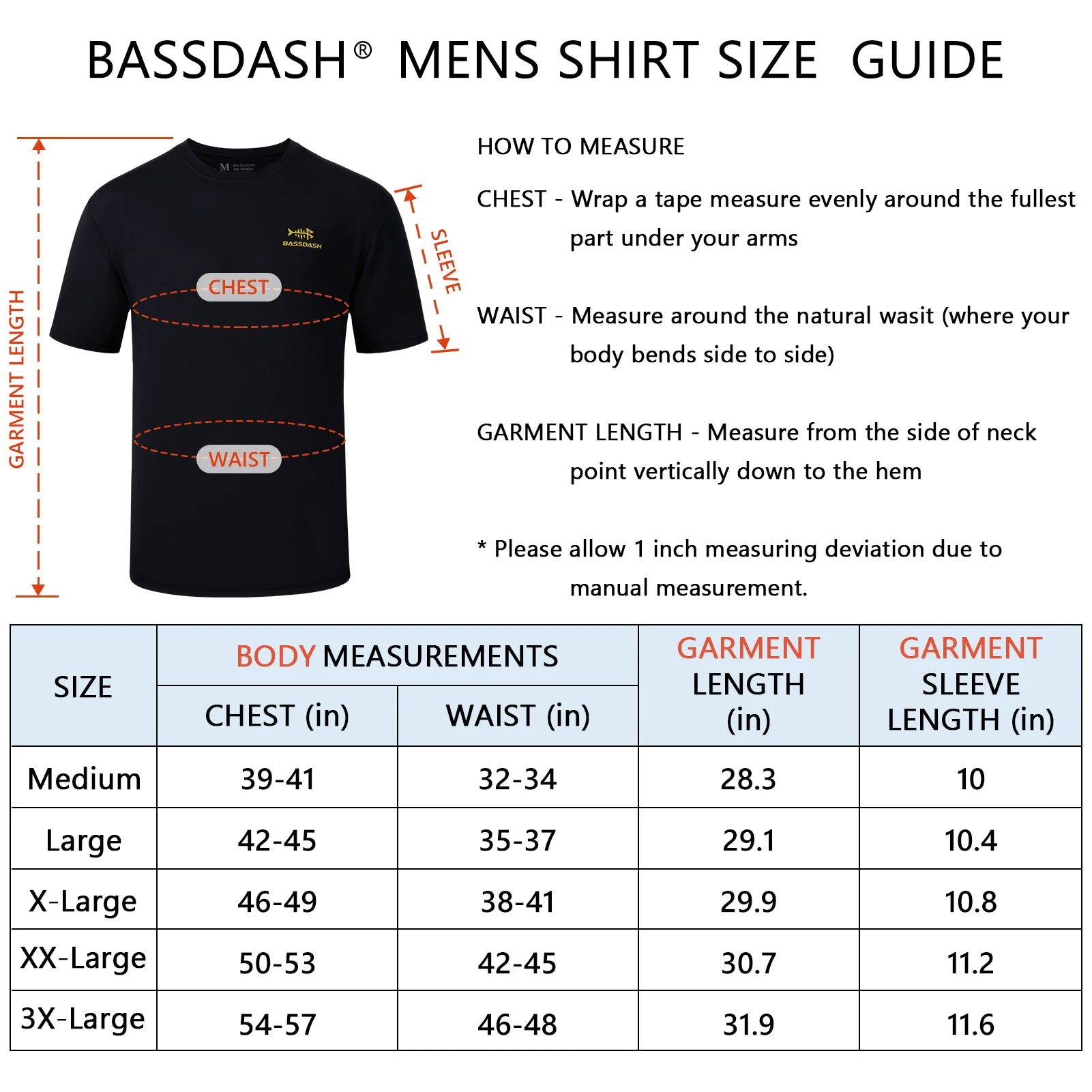 BASSDASH Camisetas de pesca de manga corta UPF 50+ para hombres Camisetas de alto rendimiento con protección solar UV para senderismo