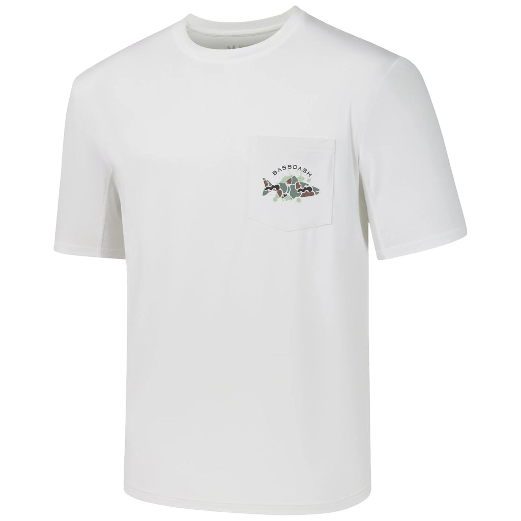 Camiseta de pesca Bassdash para hombre con protección solar UPF 50+, manga corta con bolsillo, secado rápido, protección solar UV, informal, para exteriores, FS46M