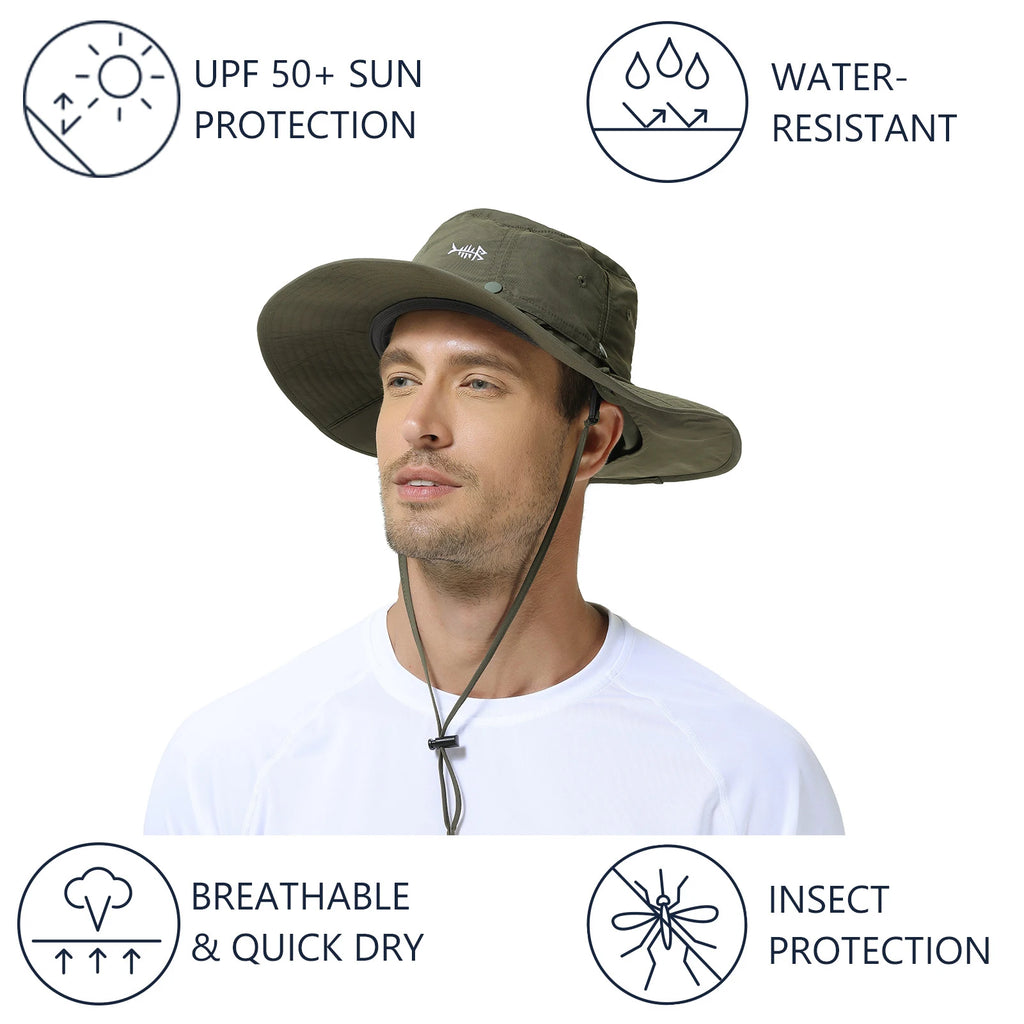 BASSDASH Sombrero antimosquitos con mosquitera oculta y solapa para el cuello para hombres y mujeres, pesca al aire libre, senderismo, camping, UPF 50+