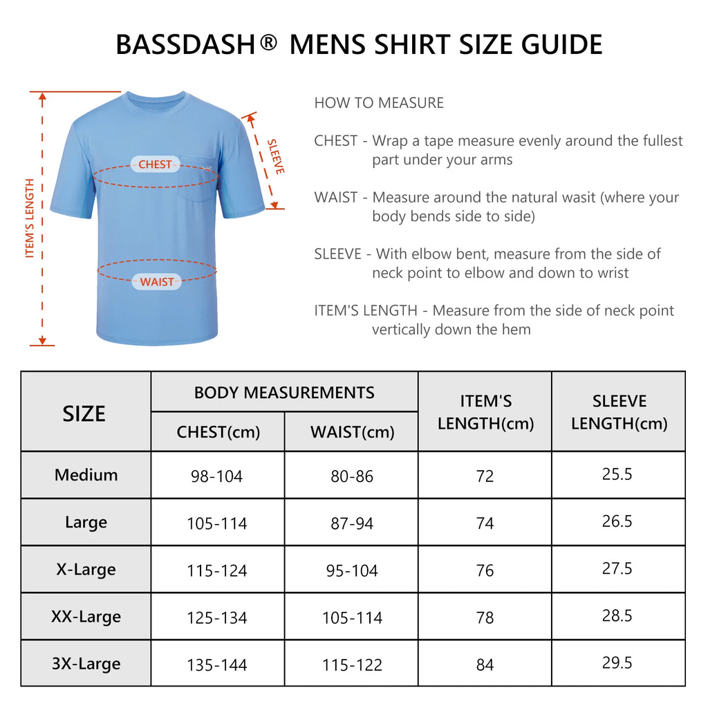 Bassdash Men’s UPF 50+ Performance Short Sleeve Pocket T-shirt UV Sun Protection Fishing Hiking Kayaking Sports Shirts