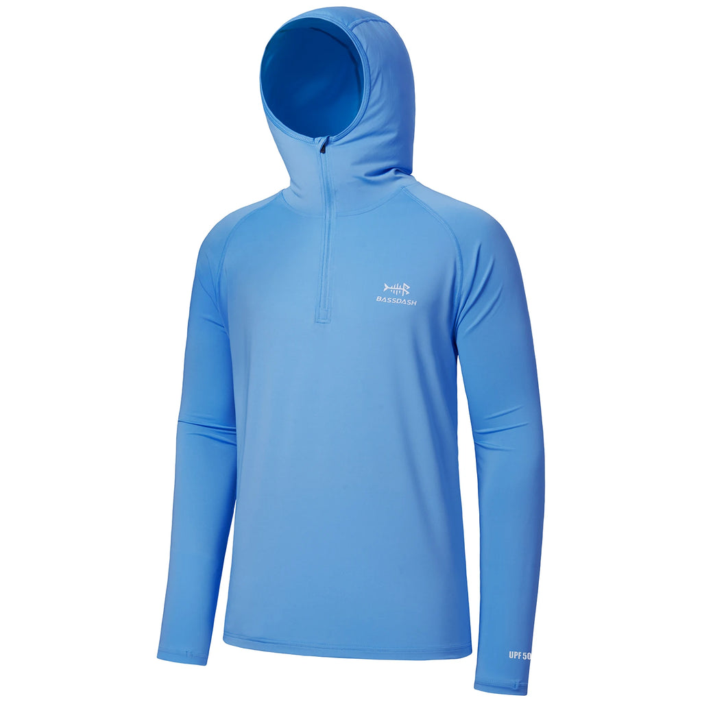 BASSDASH Men’s 1/4 Zip Fishing Hoodie Shirt UPF 50+ Quick Dry Performance Long Sleeve Sun Protection FS24M